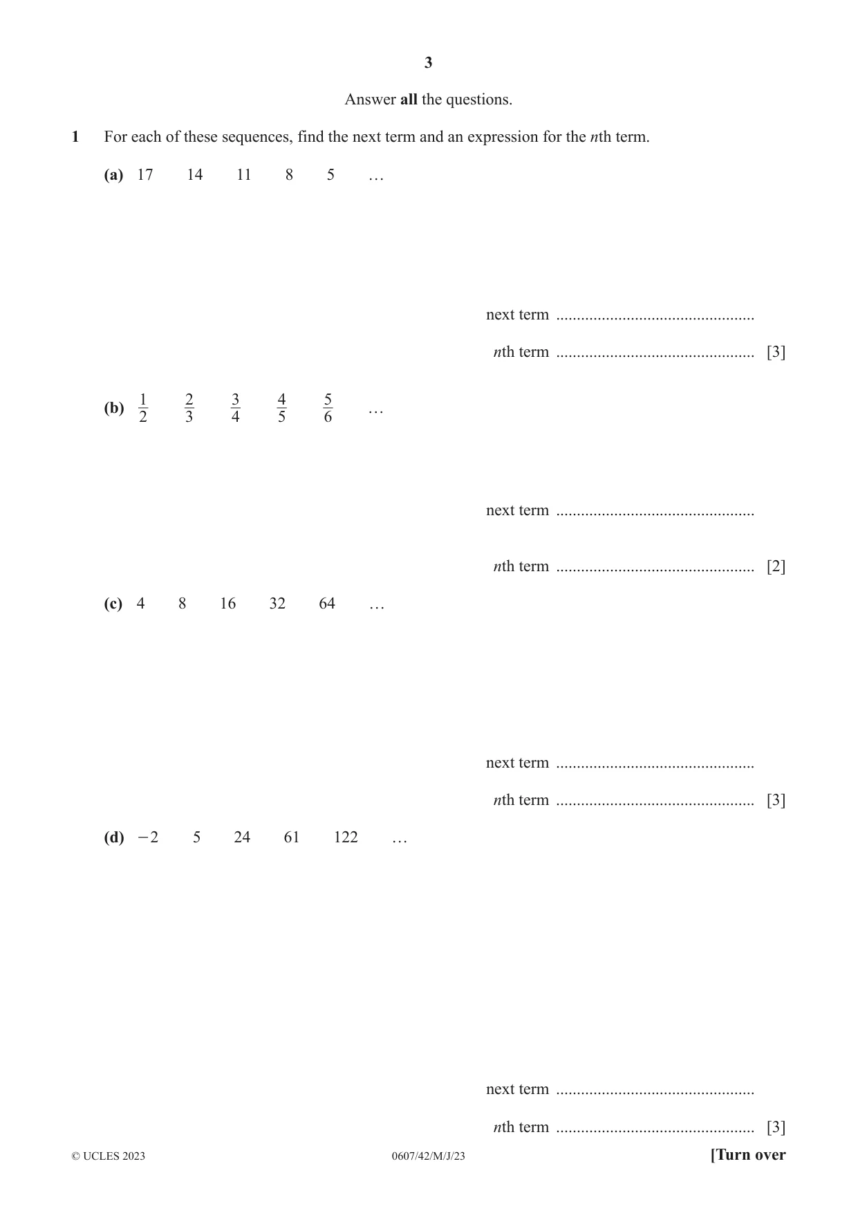 Cambridge IGCSE Mathematics - International 0607 2023 May/June Paper 4 · Variant 2 question paper, page 3 of 20
