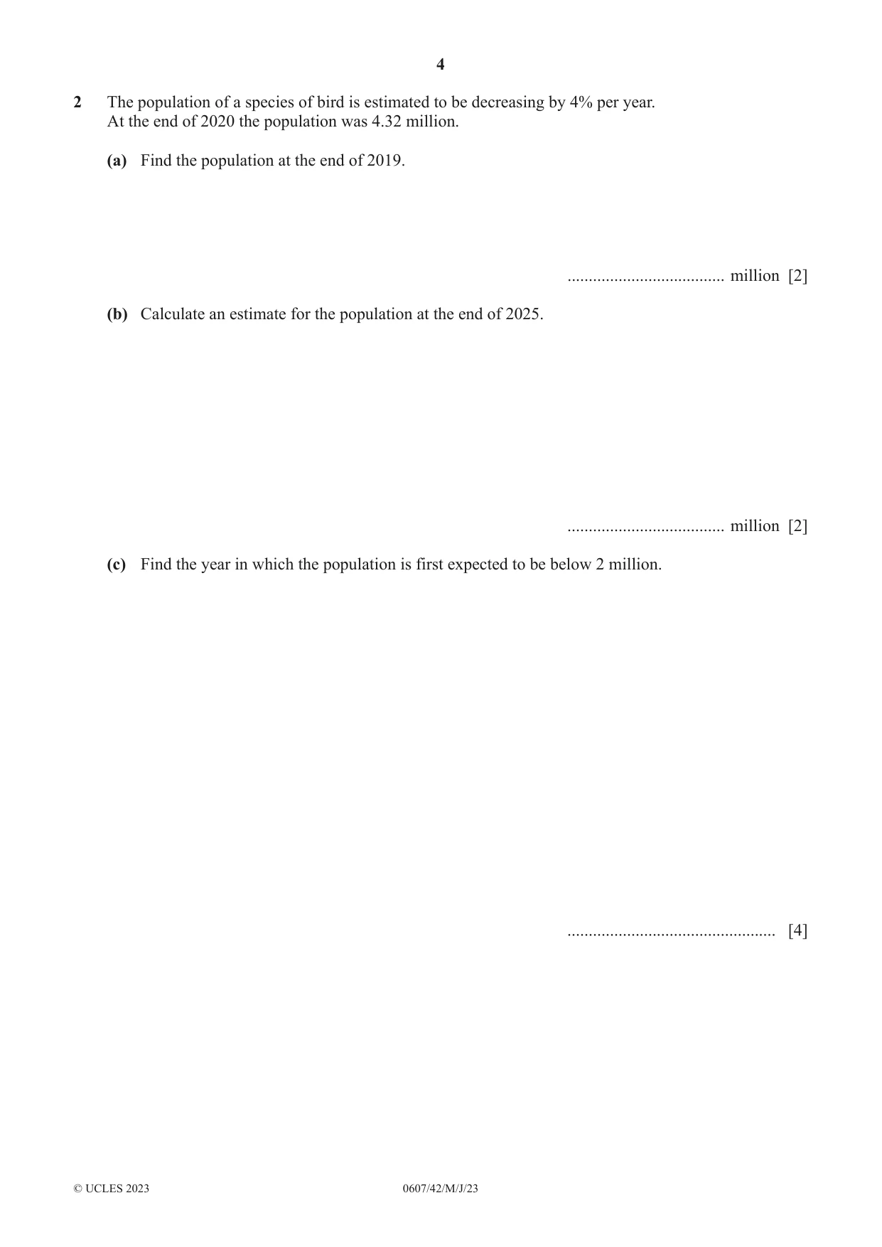 Cambridge IGCSE Mathematics - International 0607 2023 May/June Paper 4 · Variant 2 question paper, page 4 of 20
