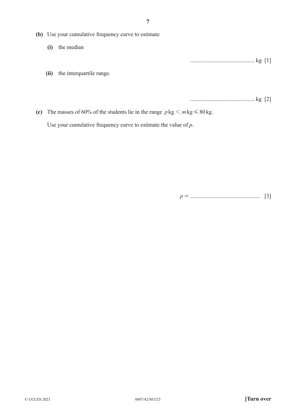 Cambridge IGCSE Mathematics - International 0607 2023 May/June Paper 4 · Variant 2 question paper, page 7 of 20