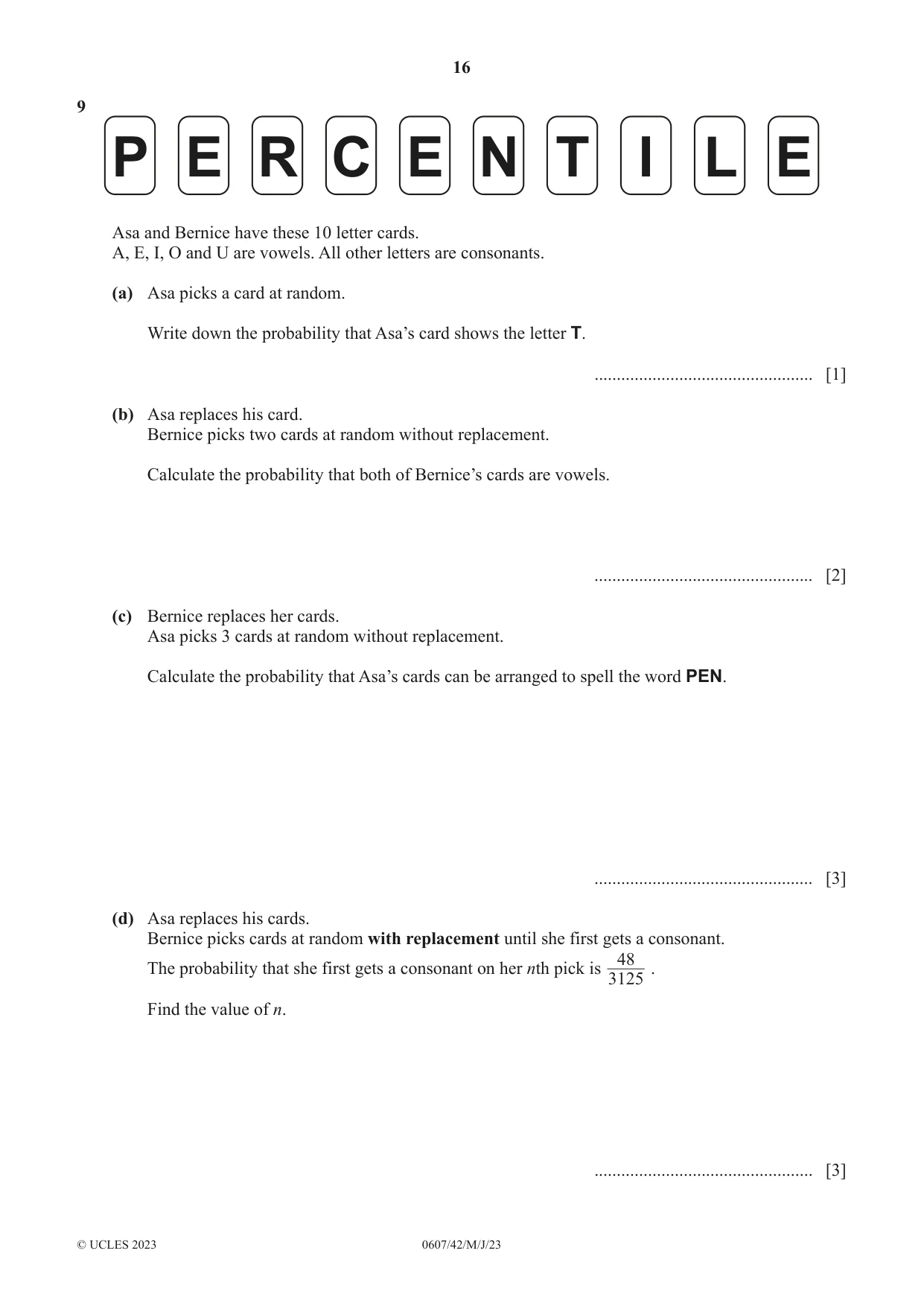Cambridge IGCSE Mathematics - International 0607 2023 May/June Paper 4 · Variant 2 question paper, page 16 of 20