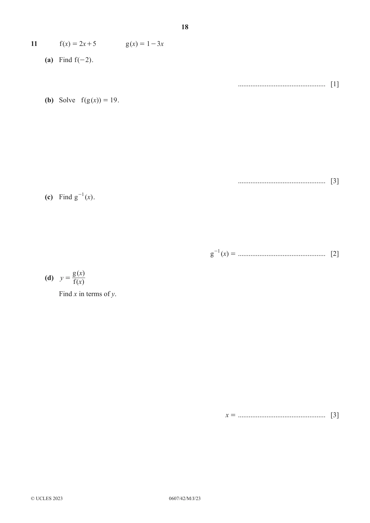 Cambridge IGCSE Mathematics - International 0607 2023 May/June Paper 4 · Variant 2 question paper, page 18 of 20