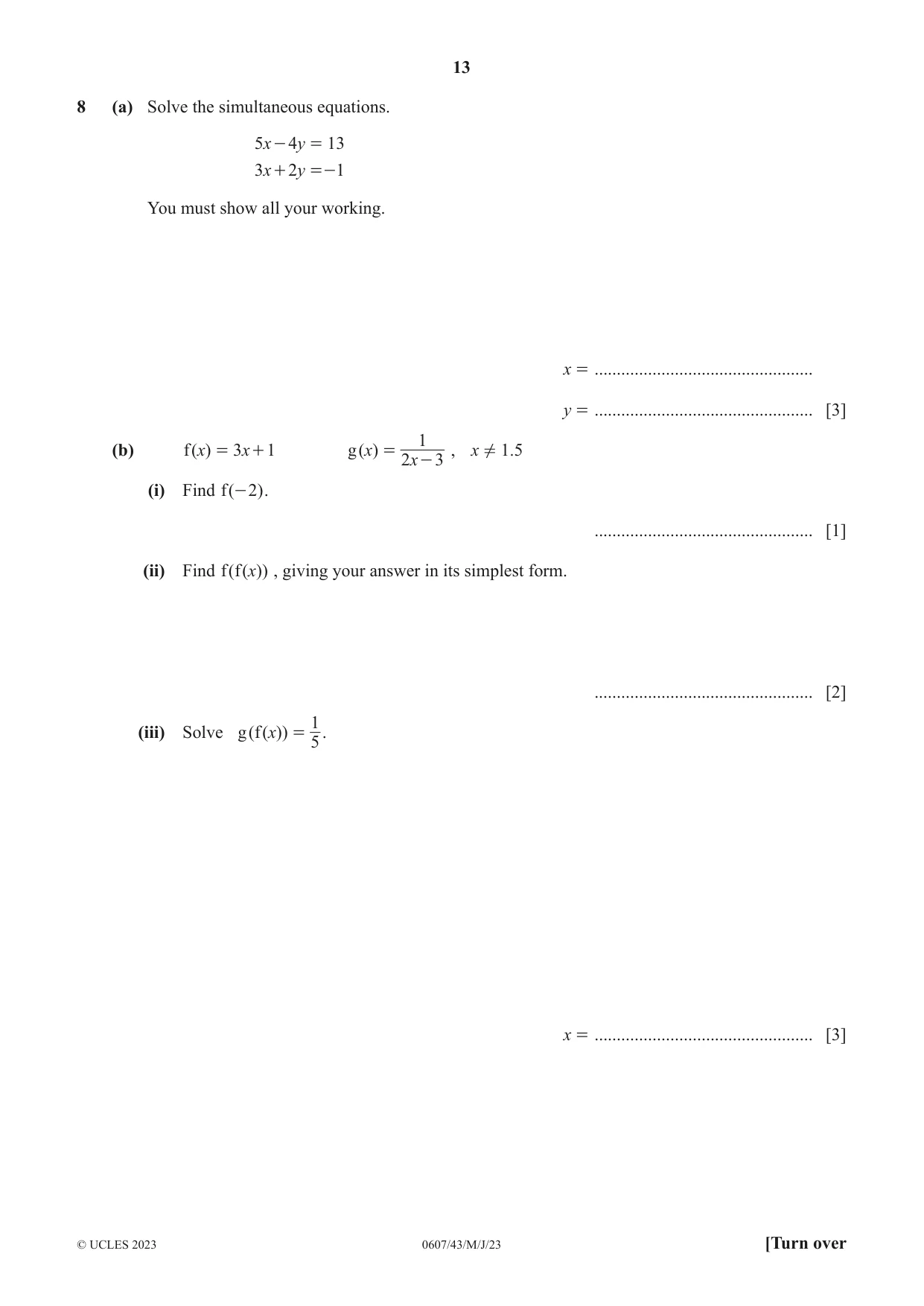 Cambridge IGCSE Mathematics - International 0607 2023 May/June Paper 4 · Variant 3 question paper, page 13 of 20