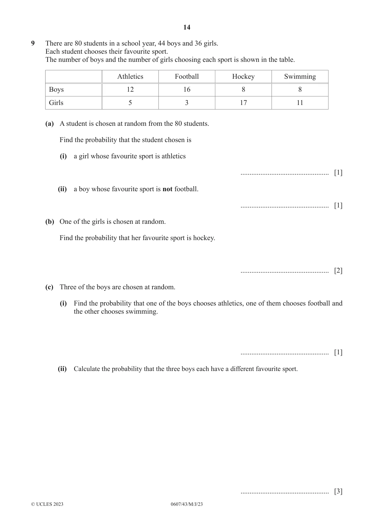 Cambridge IGCSE Mathematics - International 0607 2023 May/June Paper 4 · Variant 3 question paper, page 14 of 20