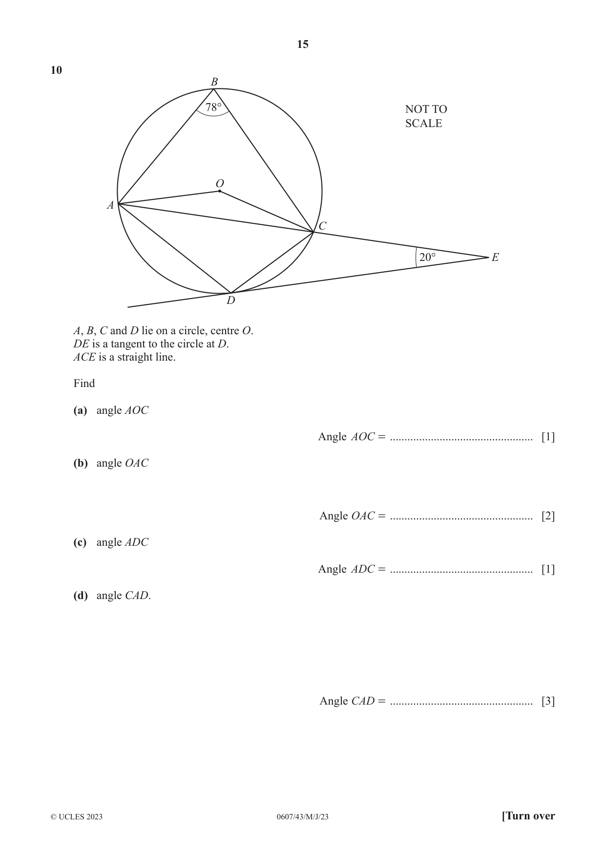 Cambridge IGCSE Mathematics - International 0607 2023 May/June Paper 4 · Variant 3 question paper, page 15 of 20