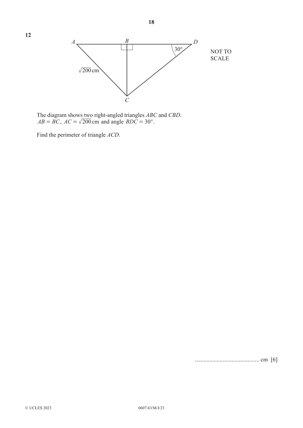 Cambridge IGCSE Mathematics - International 0607 2023 May/June Paper 4 · Variant 3 question paper, page 18 of 20
