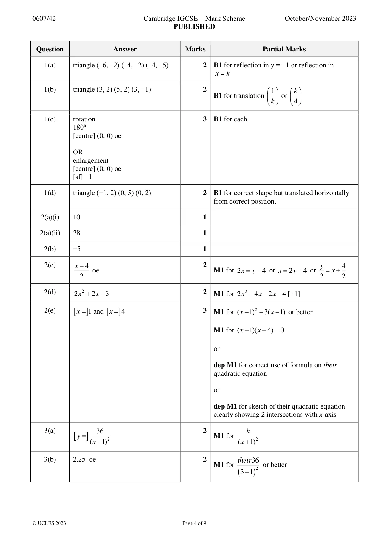 Mark scheme, page 4 of 9