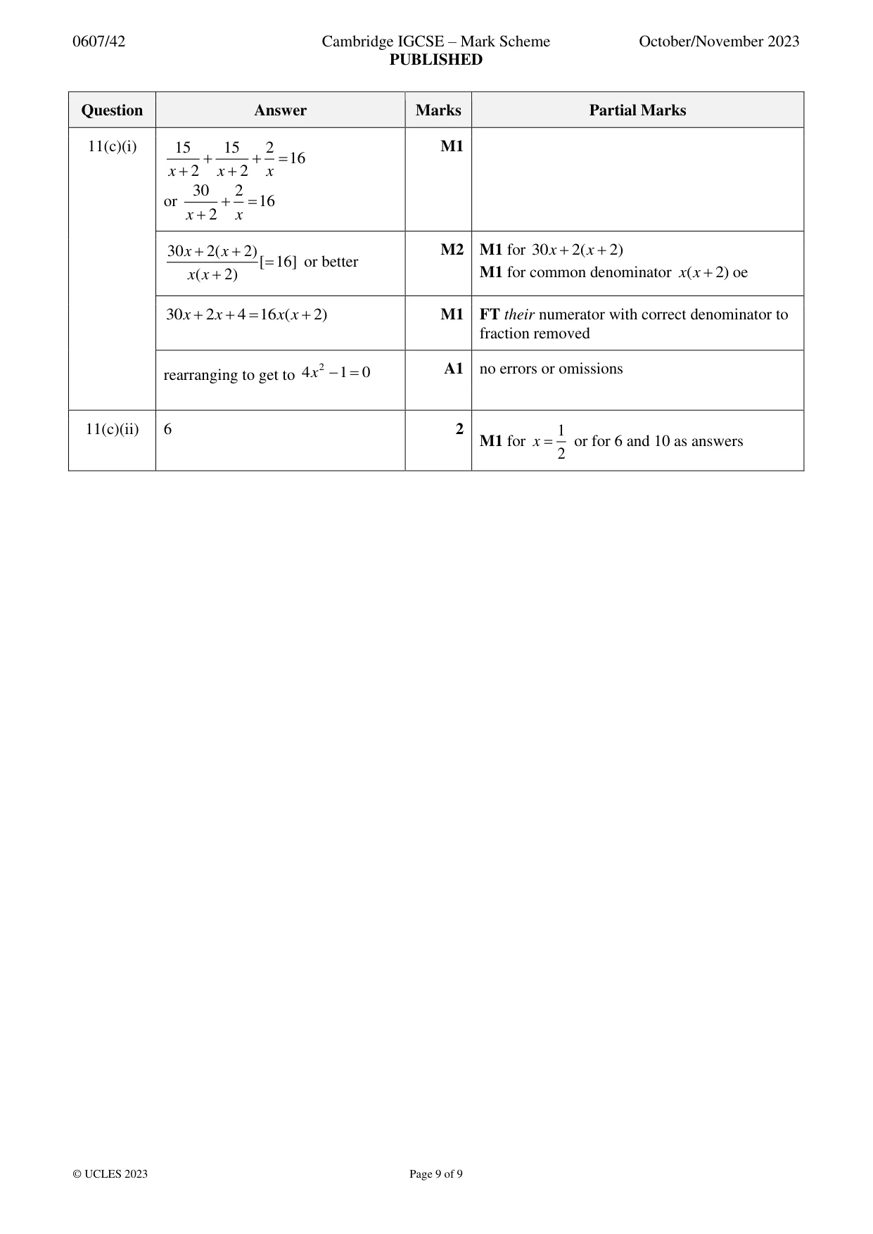 Mark scheme, page 9 of 9