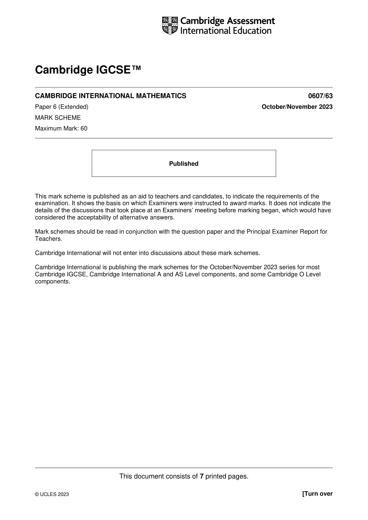 Mark scheme, page 1 of 7