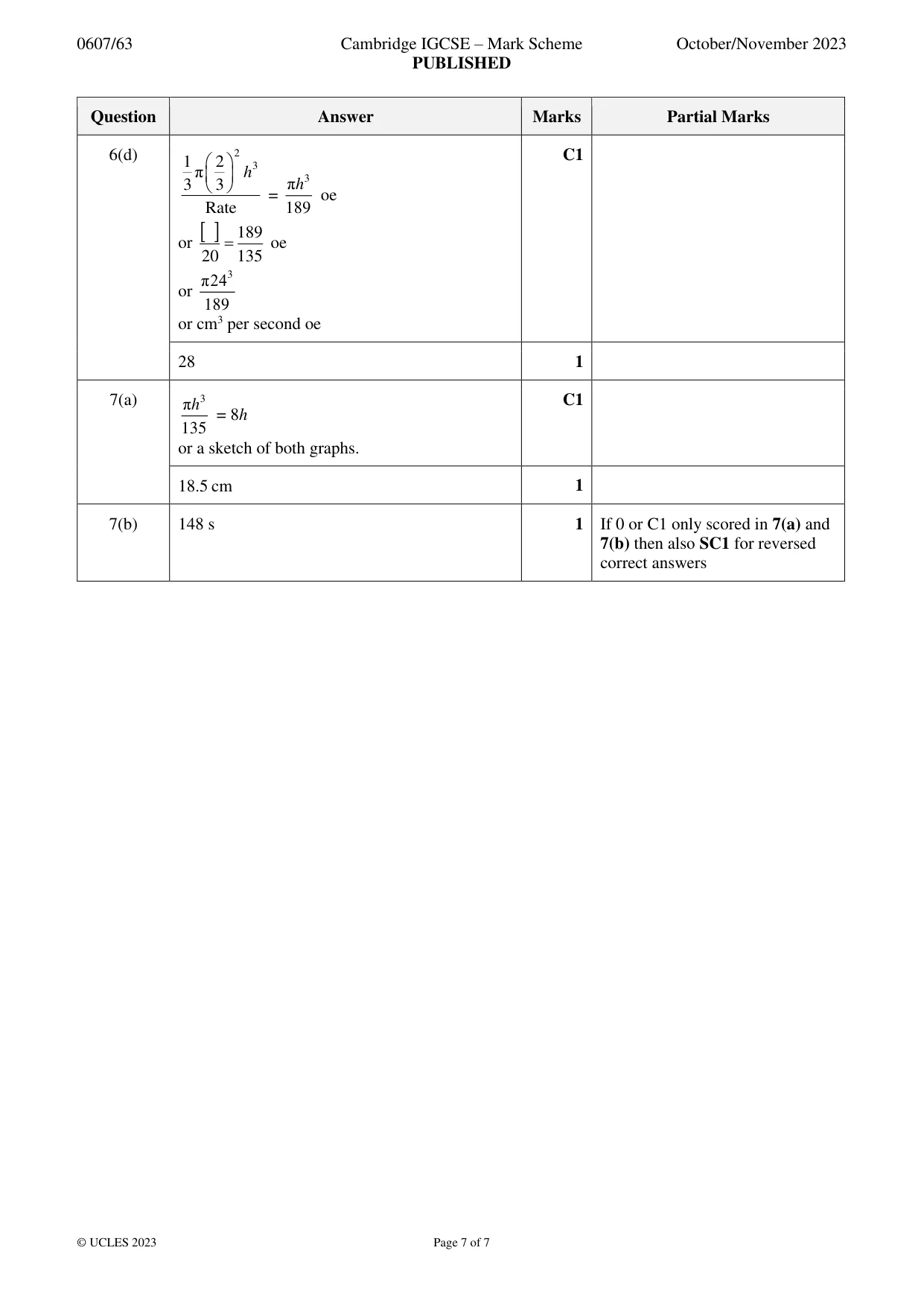 Mark scheme, page 7 of 7