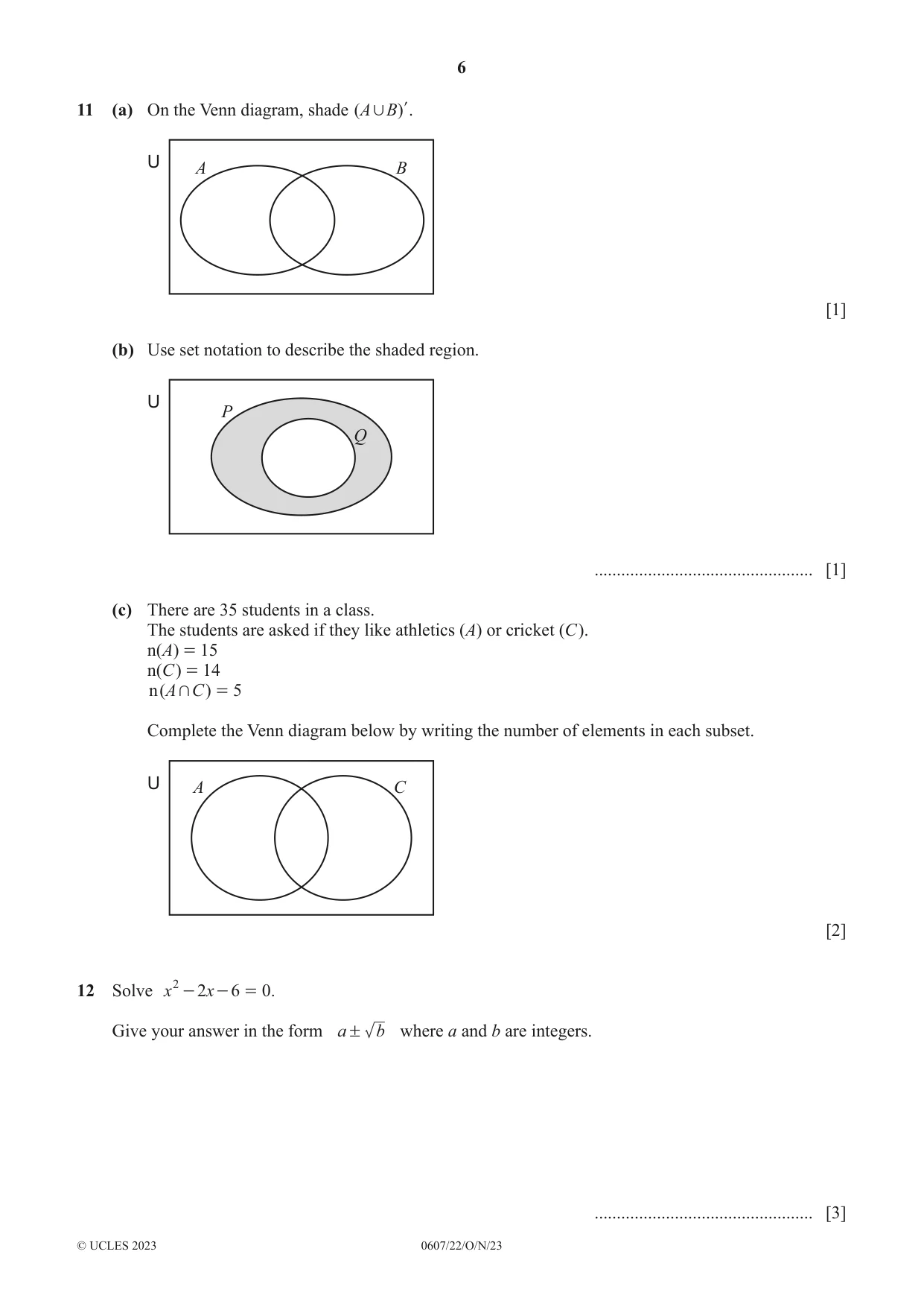 Cambridge IGCSE Mathematics - International 0607 2023 Oct/Nov Paper 2 · Variant 2 question paper, page 6 of 8