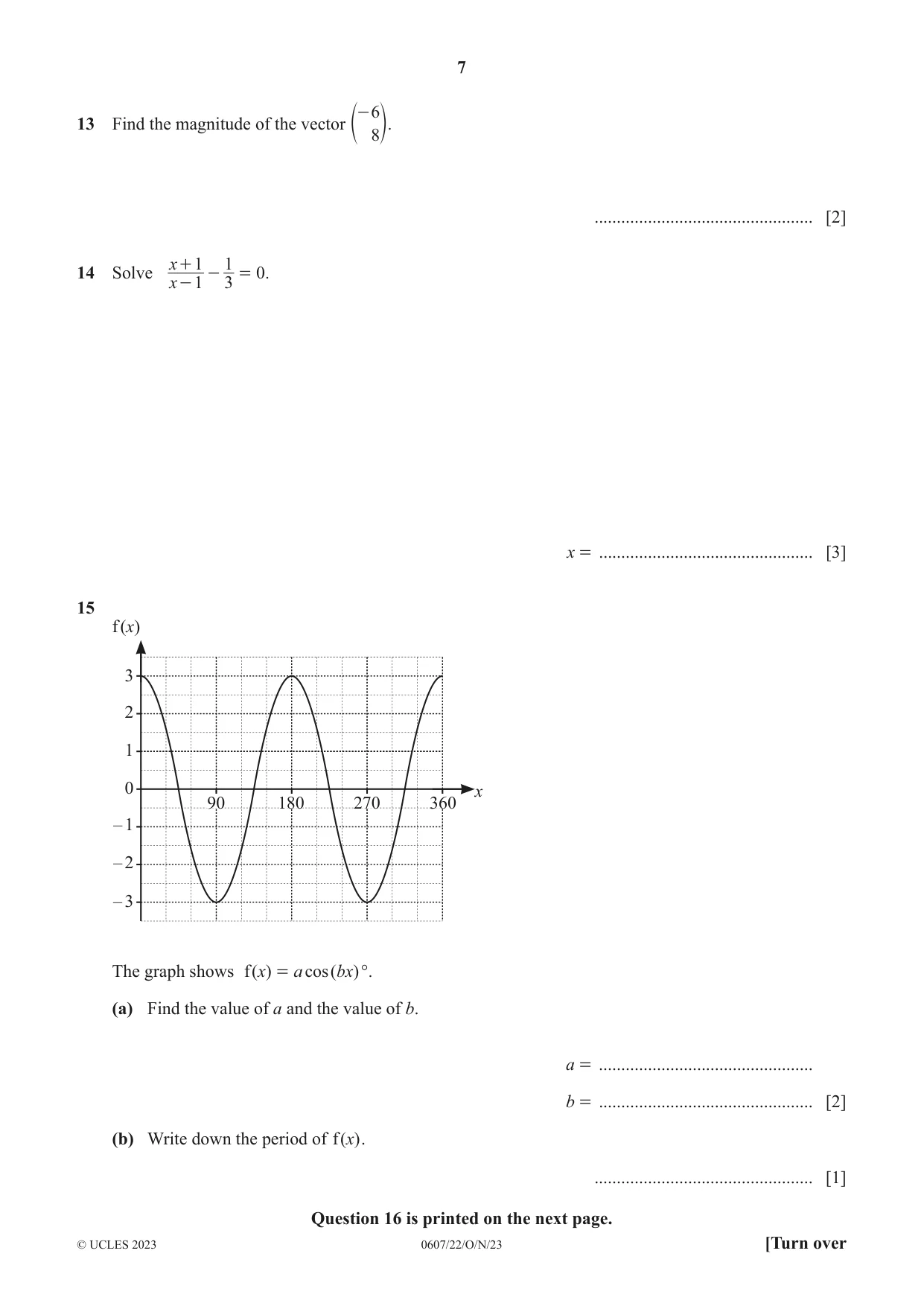 Cambridge IGCSE Mathematics - International 0607 2023 Oct/Nov Paper 2 · Variant 2 question paper, page 7 of 8