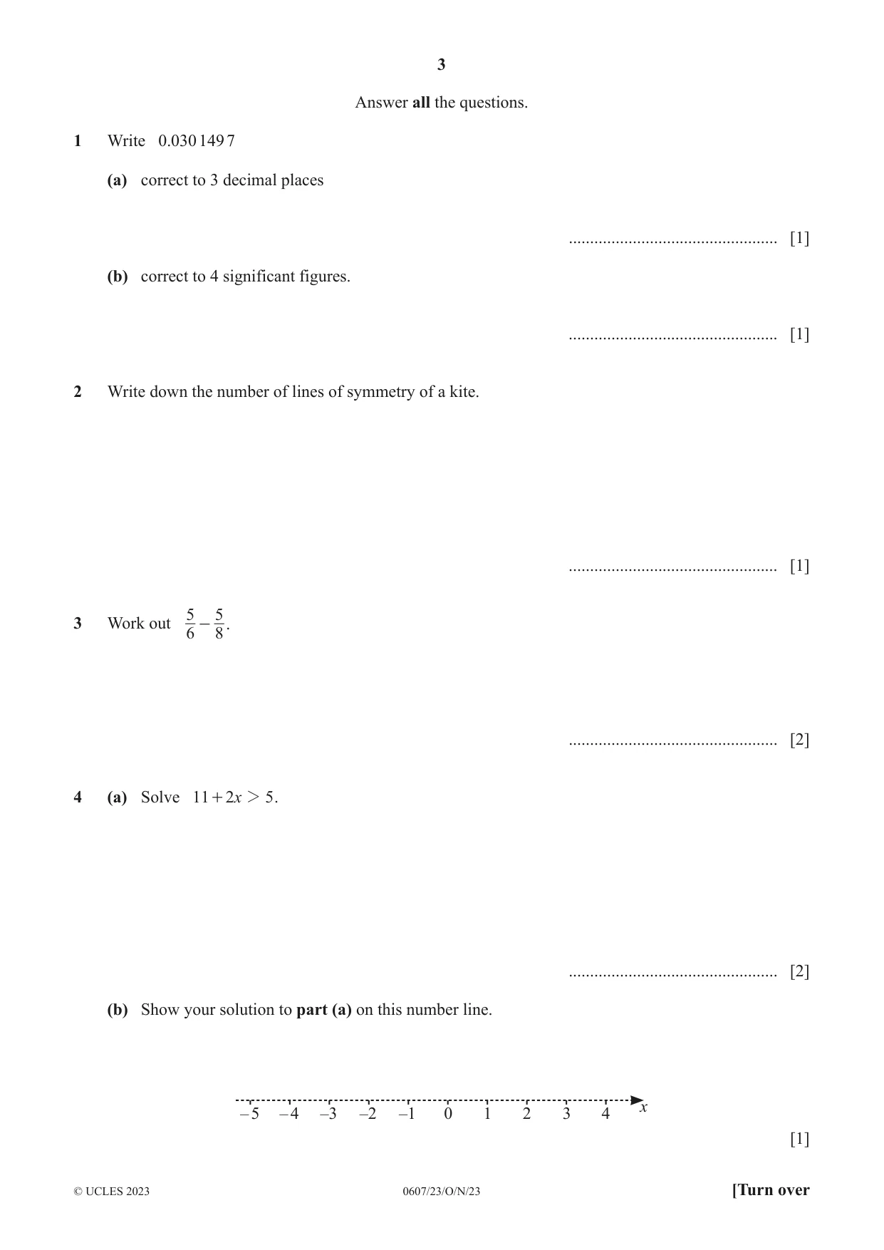 Cambridge IGCSE Mathematics - International 0607 2023 Oct/Nov Paper 2 · Variant 3 question paper, page 3 of 8