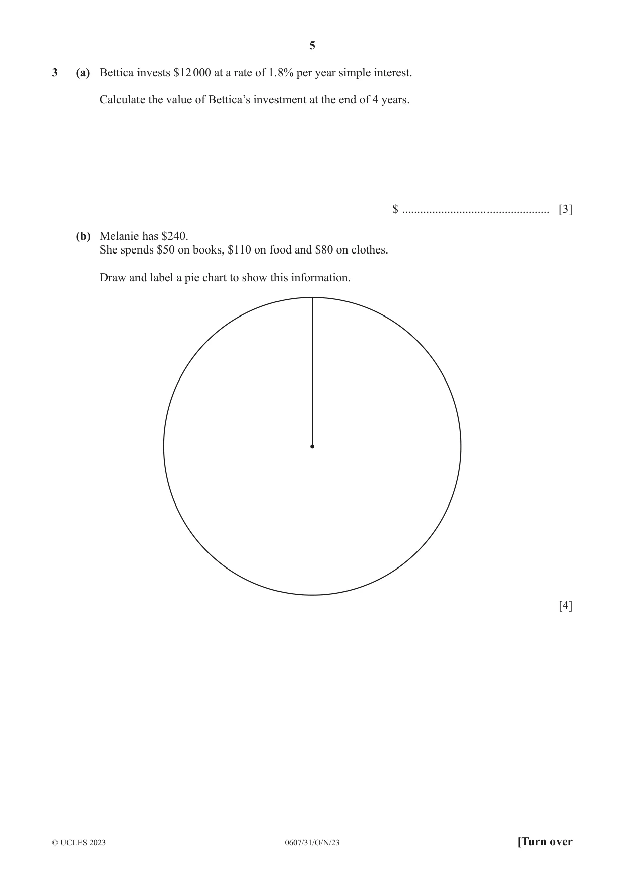Cambridge IGCSE Mathematics - International 0607 2023 Oct/Nov Paper 3 · Variant 1 question paper, page 5 of 16