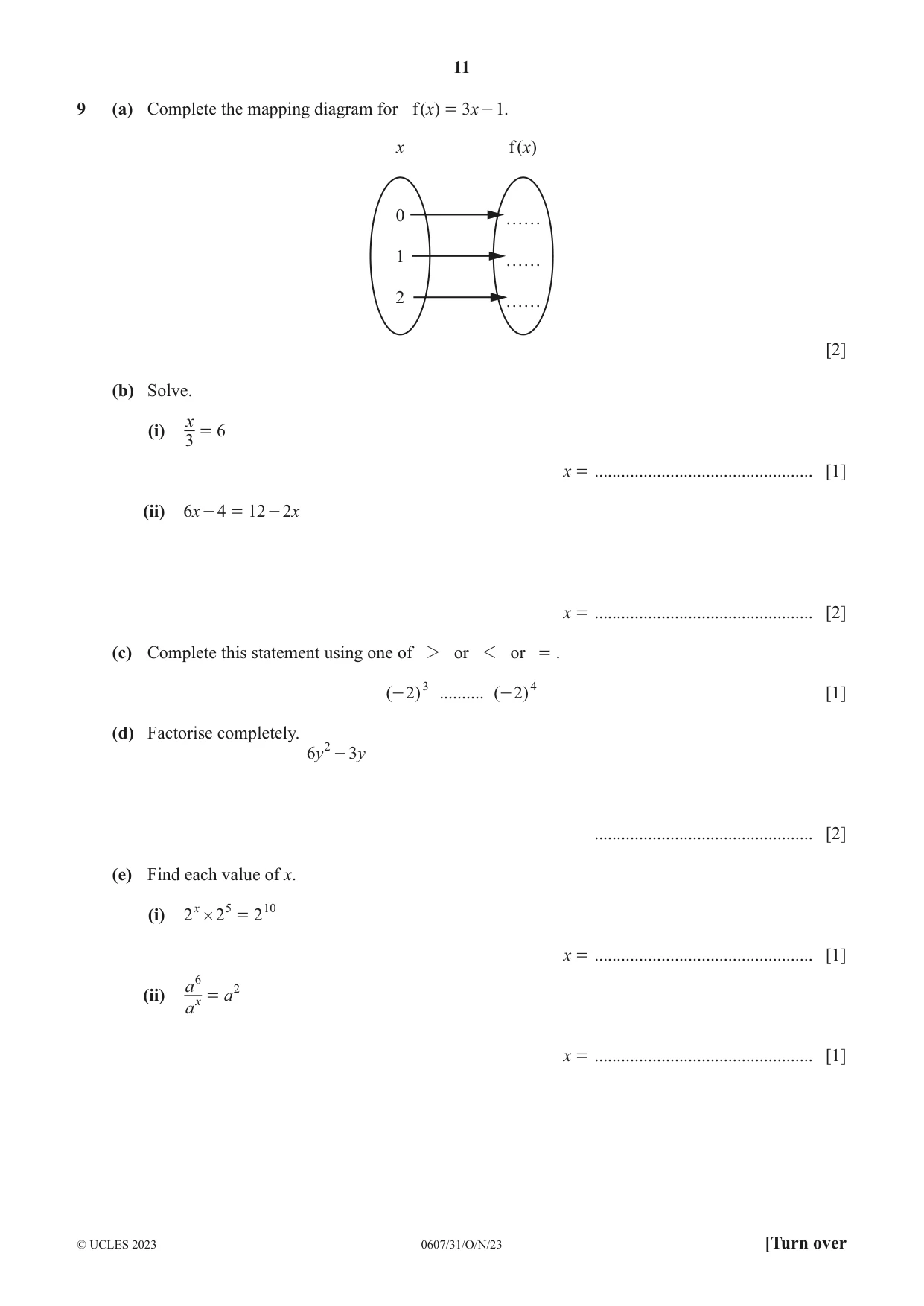 Cambridge IGCSE Mathematics - International 0607 2023 Oct/Nov Paper 3 · Variant 1 question paper, page 11 of 16