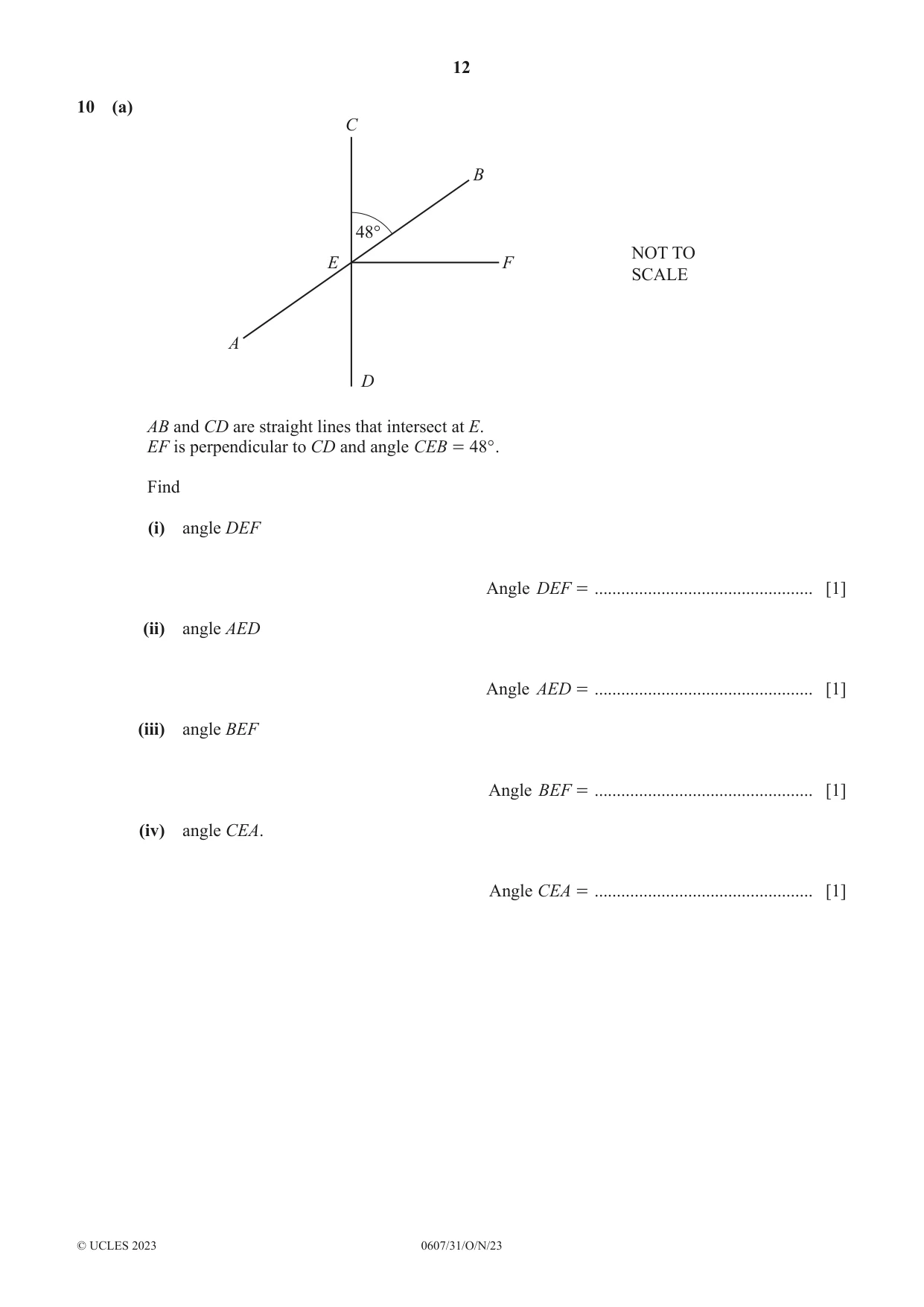 Cambridge IGCSE Mathematics - International 0607 2023 Oct/Nov Paper 3 · Variant 1 question paper, page 12 of 16