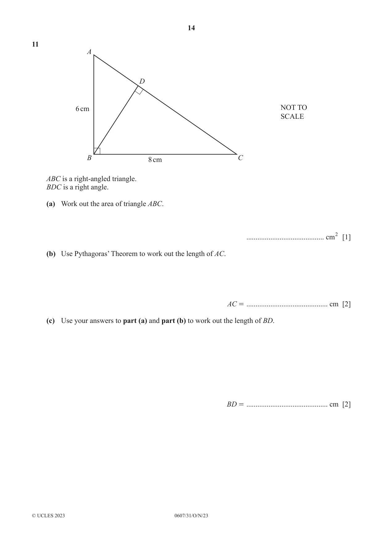 Cambridge IGCSE Mathematics - International 0607 2023 Oct/Nov Paper 3 · Variant 1 question paper, page 14 of 16