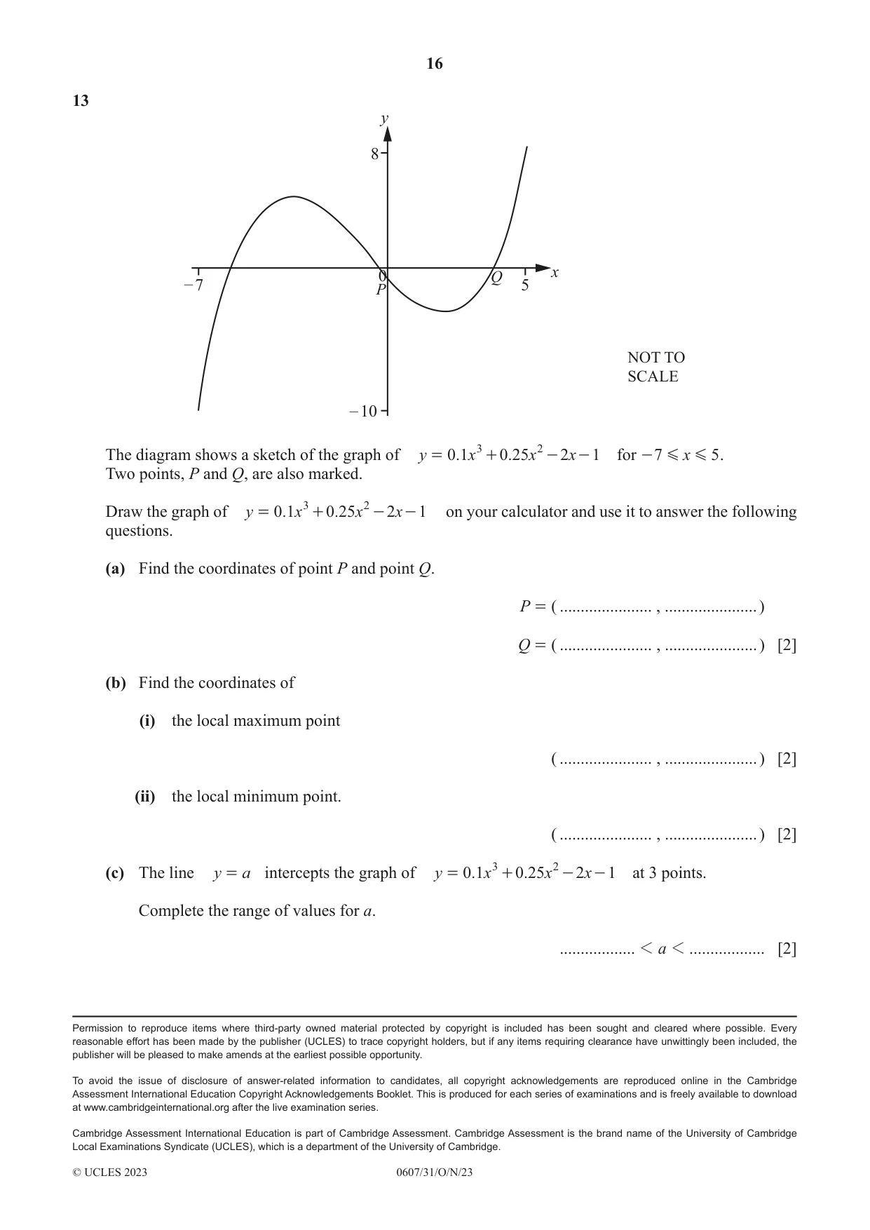 Cambridge IGCSE Mathematics - International 0607 2023 Oct/Nov Paper 3 · Variant 1 question paper, page 16 of 16