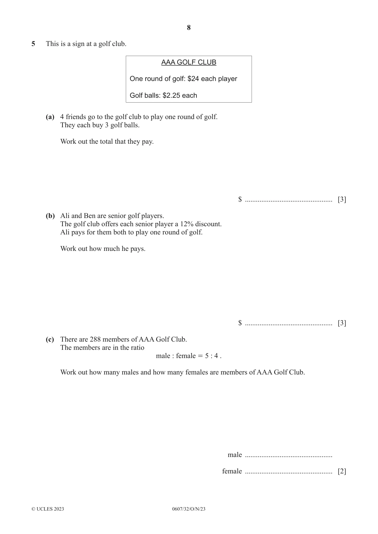 Cambridge IGCSE Mathematics - International 0607 2023 Oct/Nov Paper 3 · Variant 2 question paper, page 8 of 16