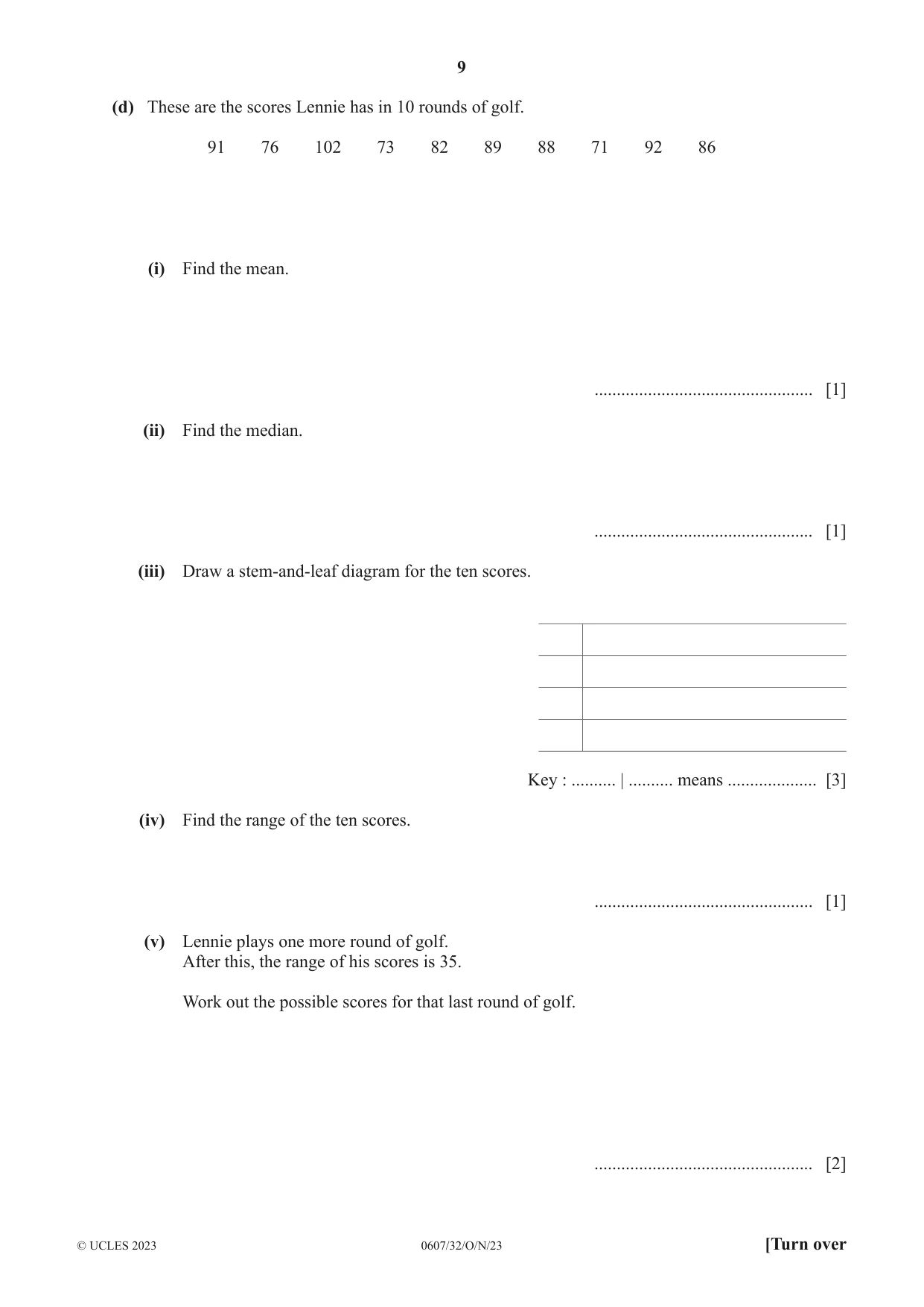 Cambridge IGCSE Mathematics - International 0607 2023 Oct/Nov Paper 3 · Variant 2 question paper, page 9 of 16