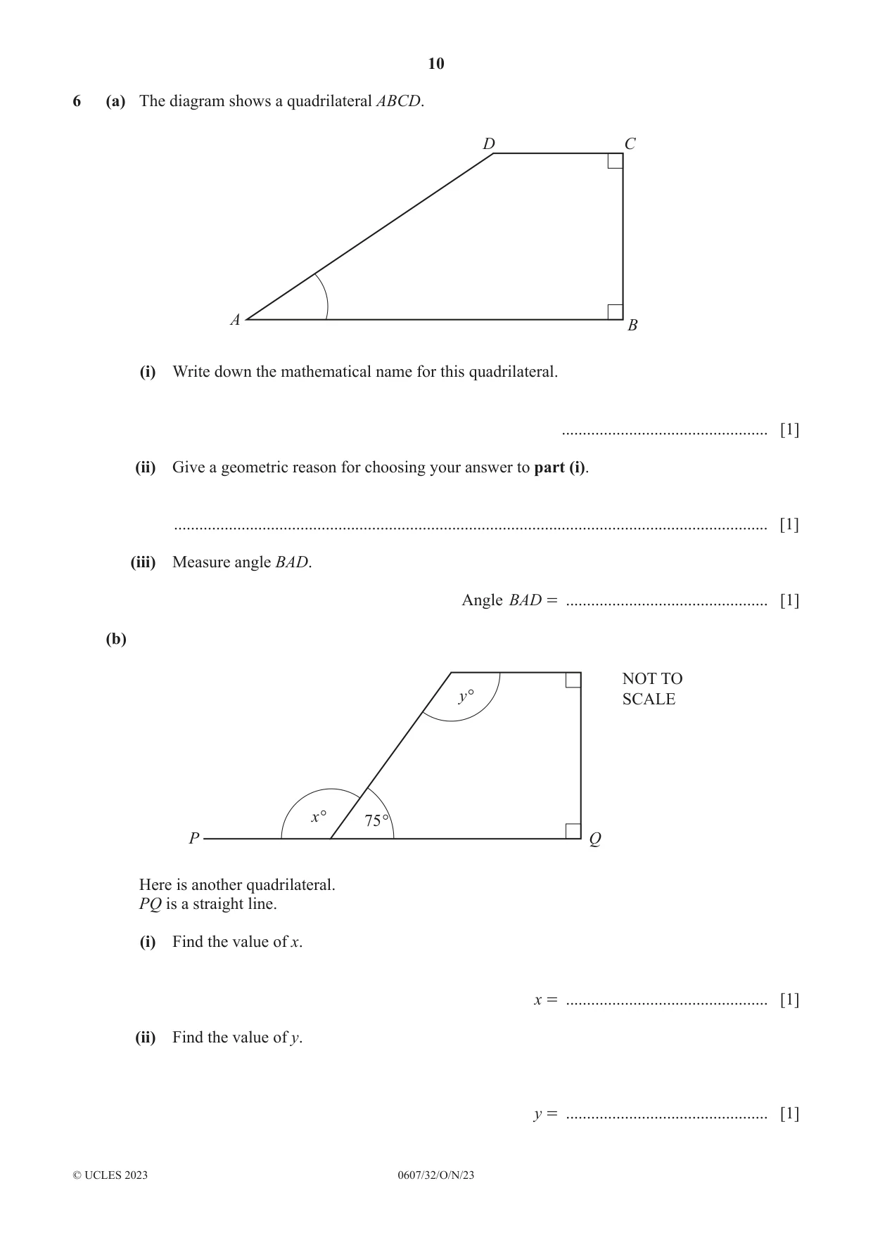Cambridge IGCSE Mathematics - International 0607 2023 Oct/Nov Paper 3 · Variant 2 question paper, page 10 of 16