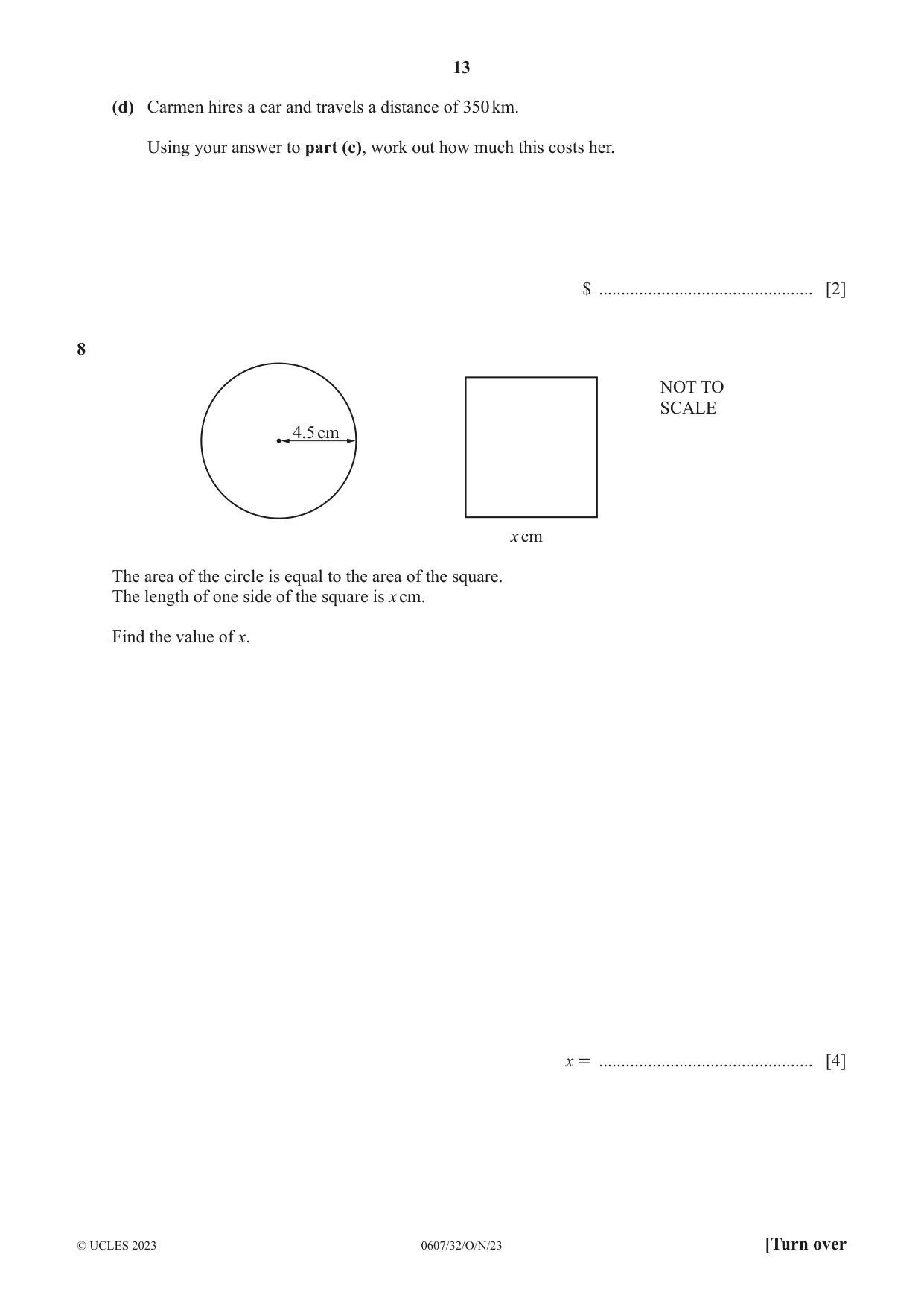 Cambridge IGCSE Mathematics - International 0607 2023 Oct/Nov Paper 3 · Variant 2 question paper, page 13 of 16