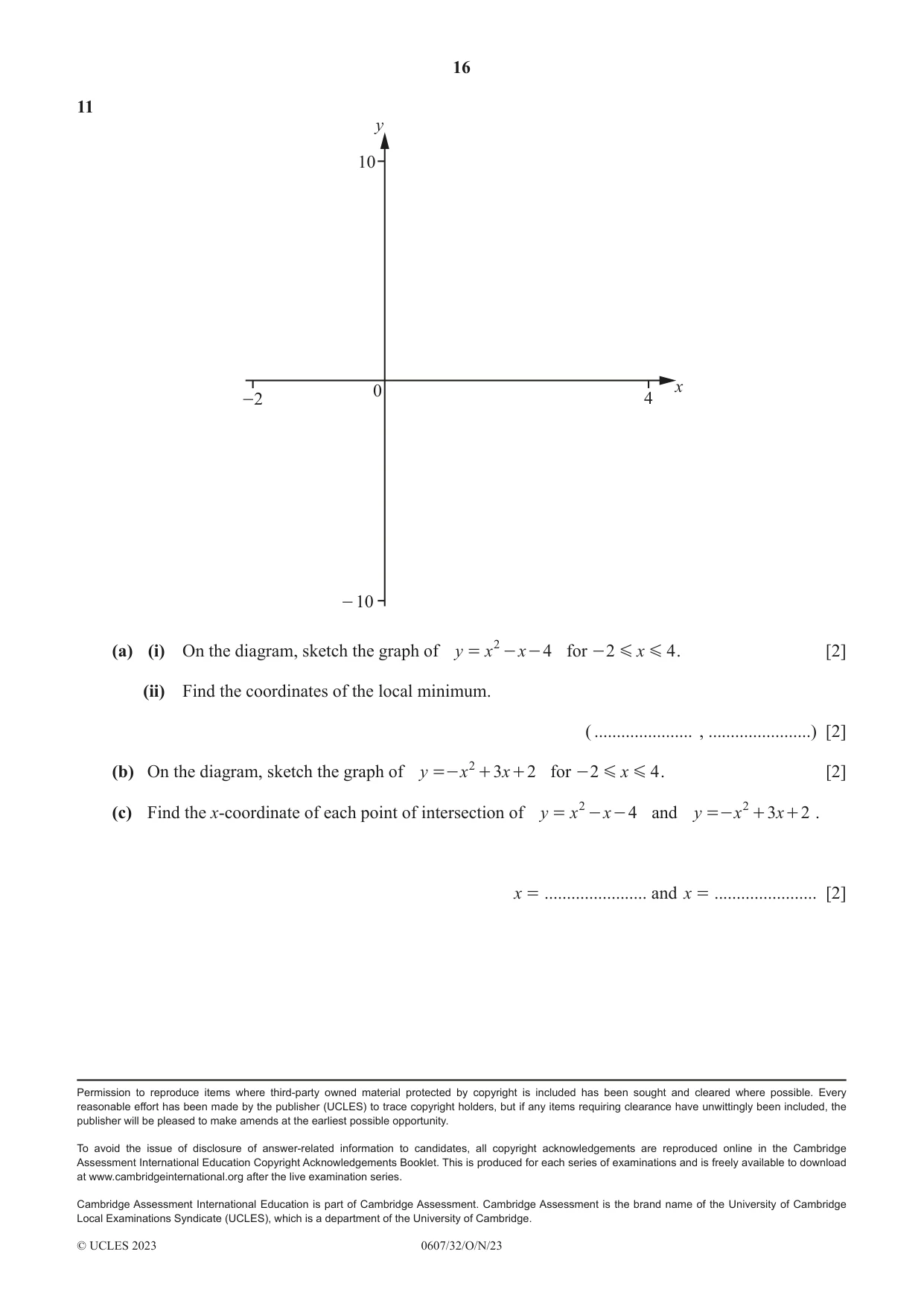 Cambridge IGCSE Mathematics - International 0607 2023 Oct/Nov Paper 3 · Variant 2 question paper, page 16 of 16