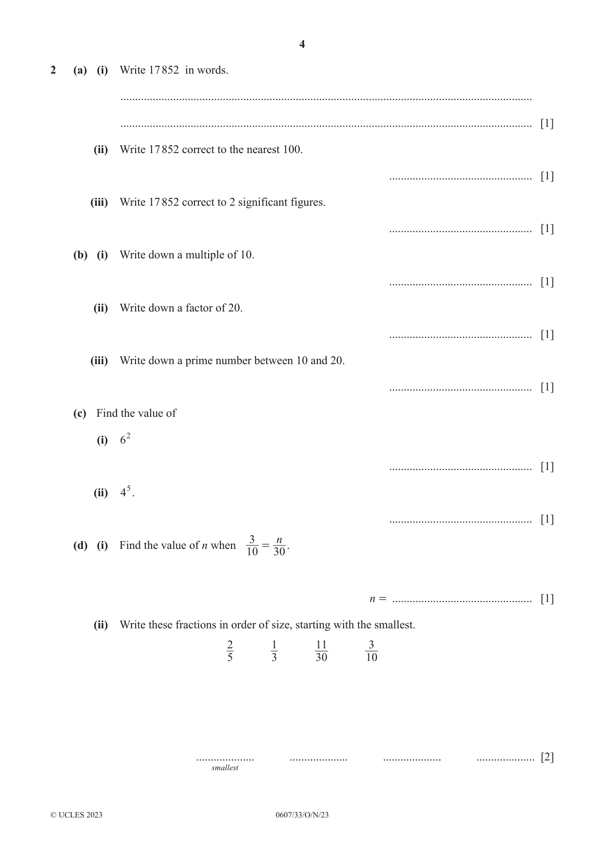 Cambridge IGCSE Mathematics - International 0607 2023 Oct/Nov Paper 3 · Variant 3 question paper, page 4 of 16
