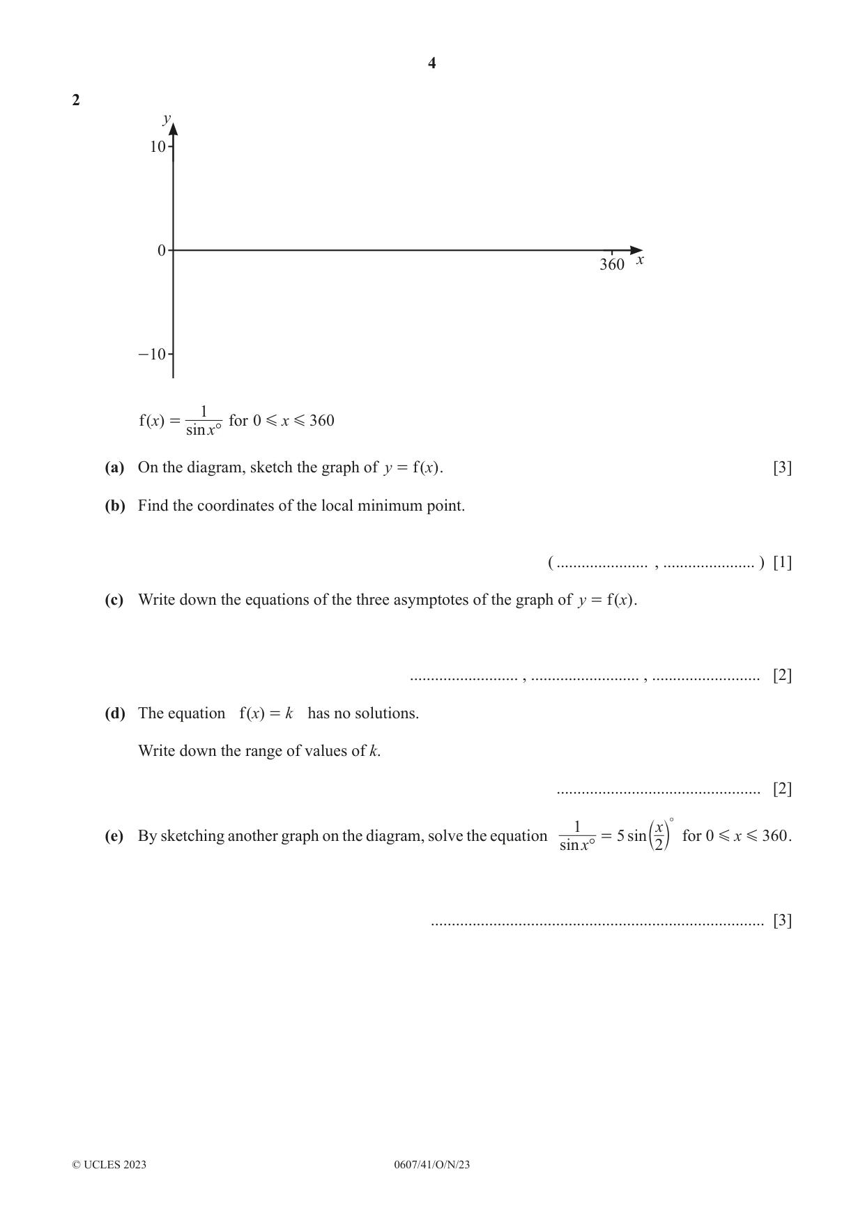 Cambridge IGCSE Mathematics - International 0607 2023 Oct/Nov Paper 4 · Variant 1 question paper, page 4 of 20