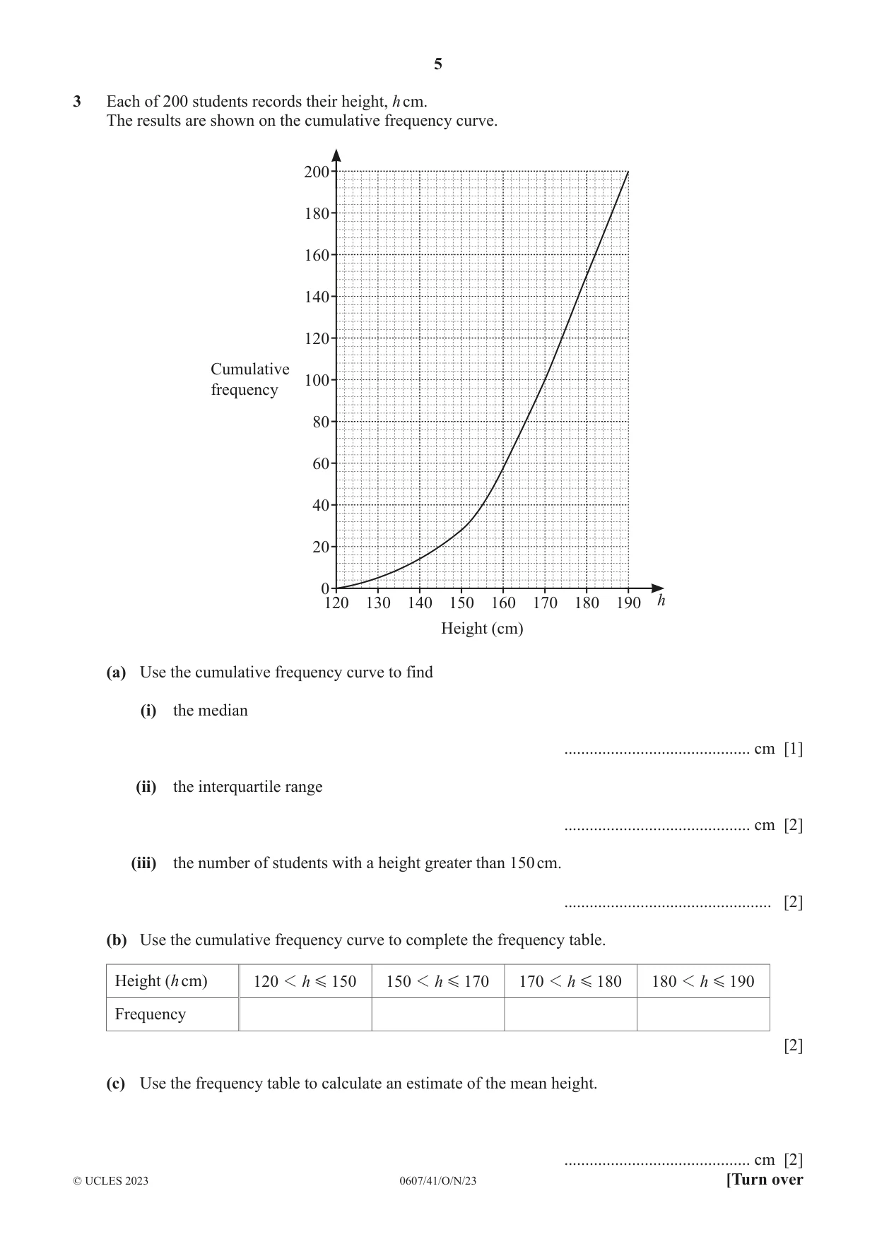 Cambridge IGCSE Mathematics - International 0607 2023 Oct/Nov Paper 4 · Variant 1 question paper, page 5 of 20