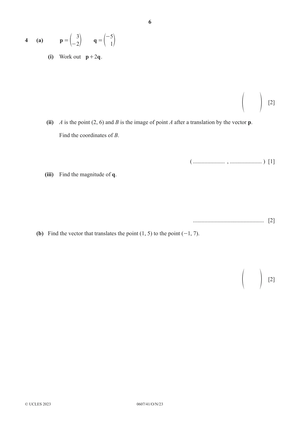 Cambridge IGCSE Mathematics - International 0607 2023 Oct/Nov Paper 4 · Variant 1 question paper, page 6 of 20