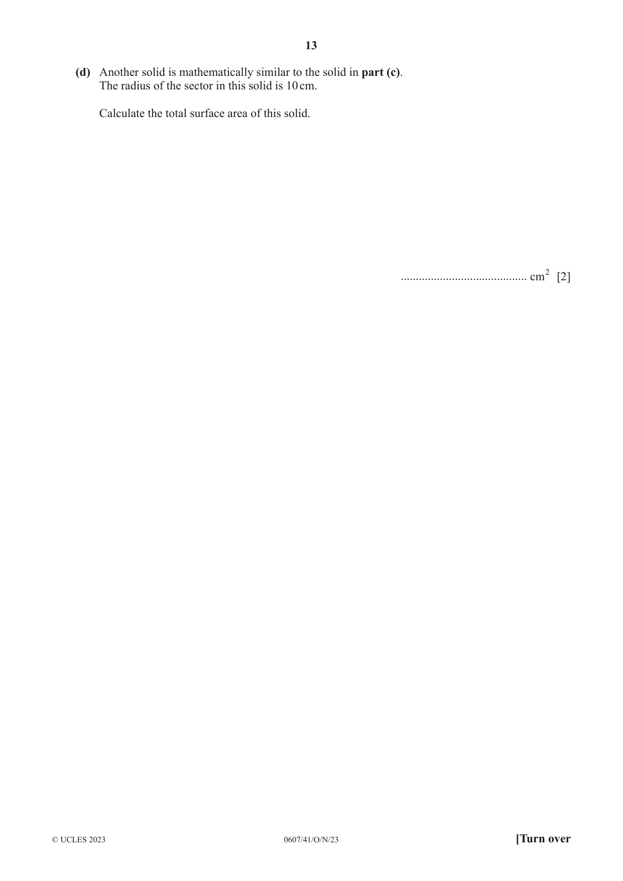 Cambridge IGCSE Mathematics - International 0607 2023 Oct/Nov Paper 4 · Variant 1 question paper, page 13 of 20
