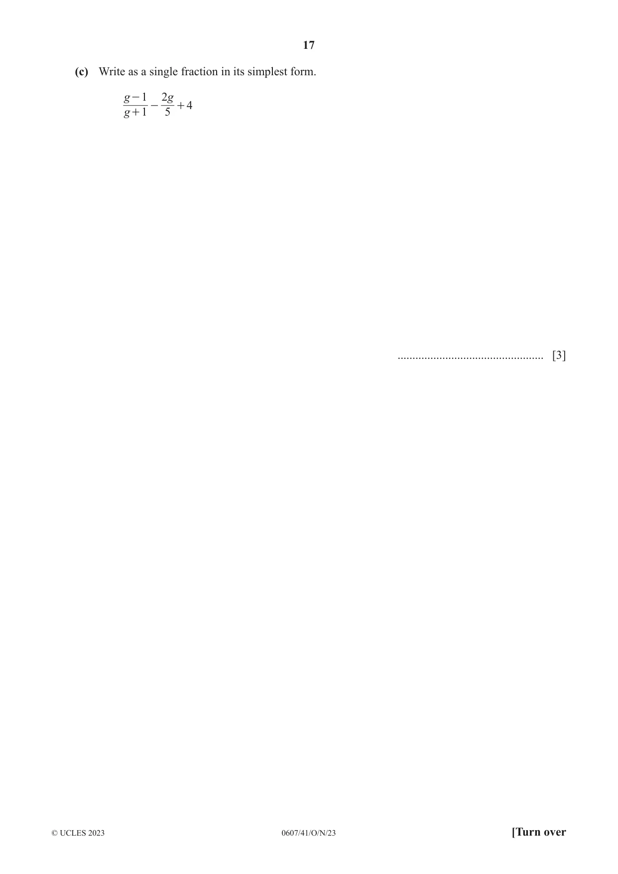 Cambridge IGCSE Mathematics - International 0607 2023 Oct/Nov Paper 4 · Variant 1 question paper, page 17 of 20