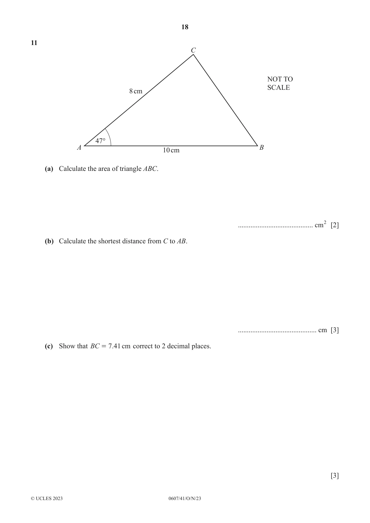 Cambridge IGCSE Mathematics - International 0607 2023 Oct/Nov Paper 4 · Variant 1 question paper, page 18 of 20