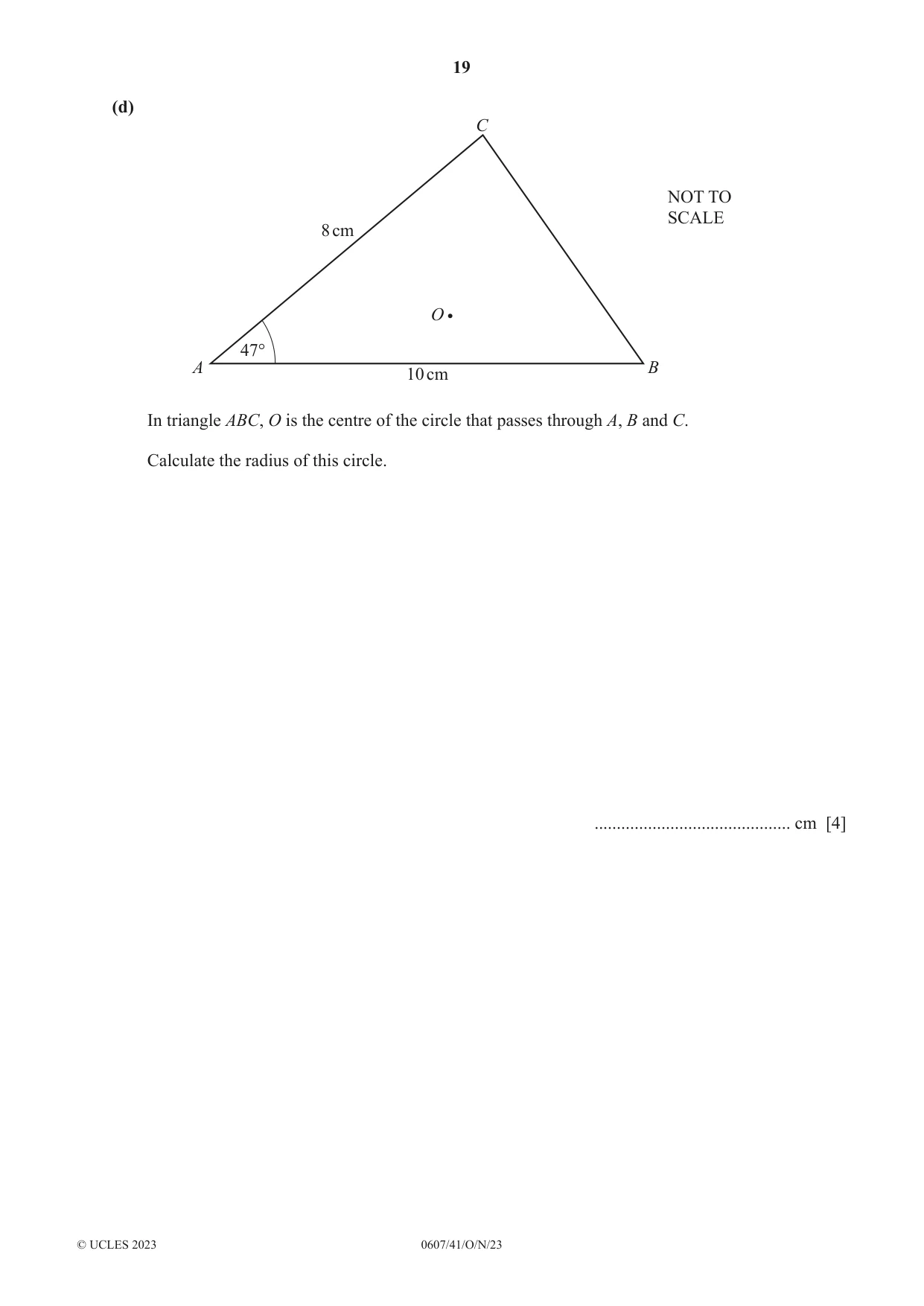Cambridge IGCSE Mathematics - International 0607 2023 Oct/Nov Paper 4 · Variant 1 question paper, page 19 of 20