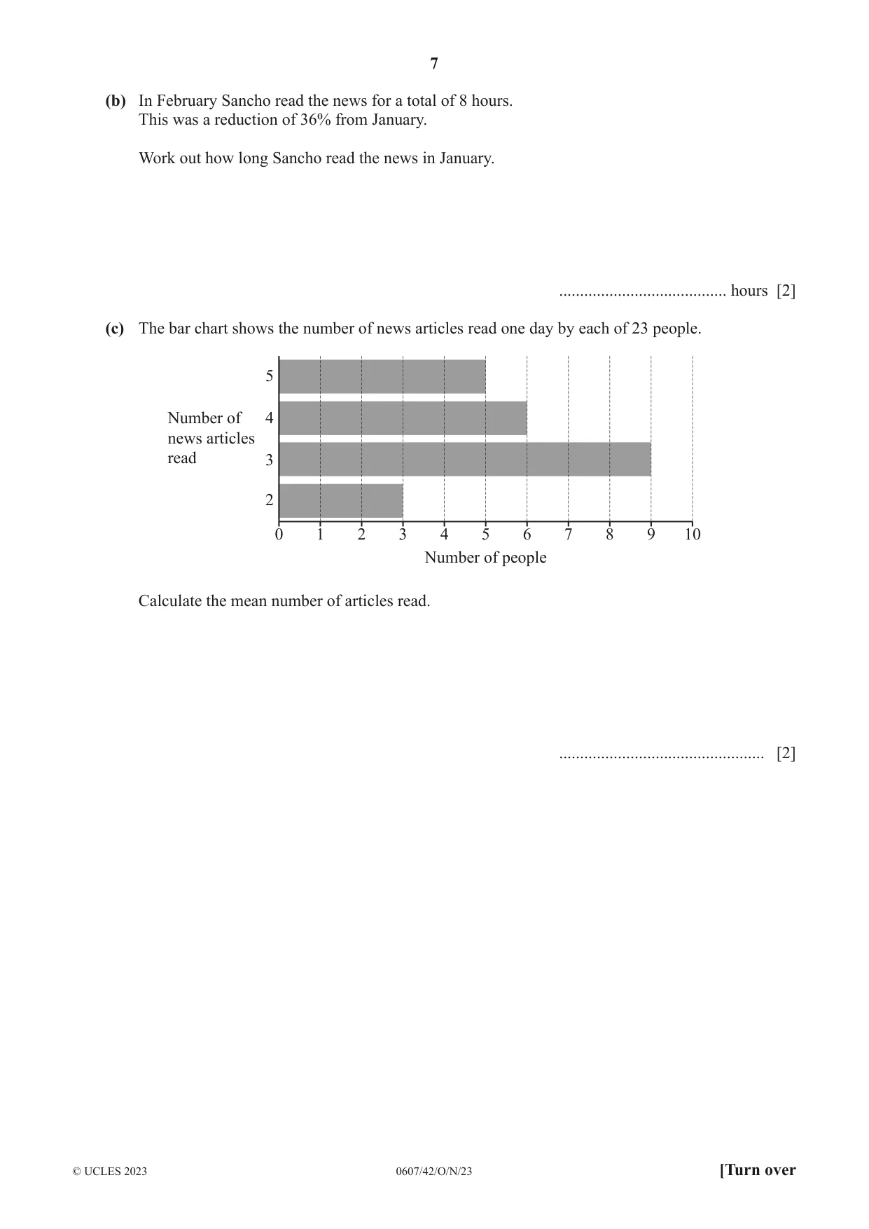 Cambridge IGCSE Mathematics - International 0607 2023 Oct/Nov Paper 4 · Variant 2 question paper, page 7 of 20
