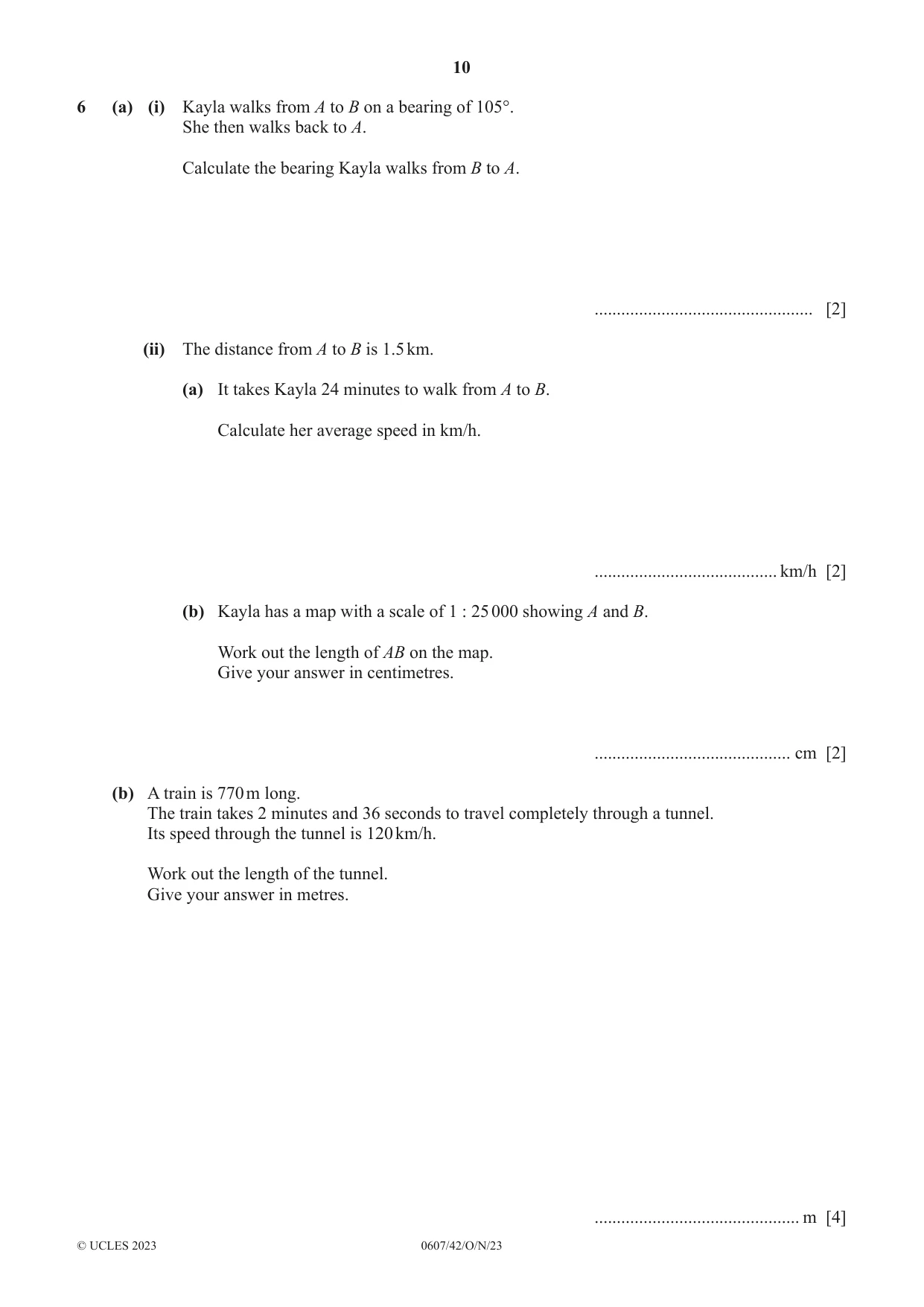 Cambridge IGCSE Mathematics - International 0607 2023 Oct/Nov Paper 4 · Variant 2 question paper, page 10 of 20