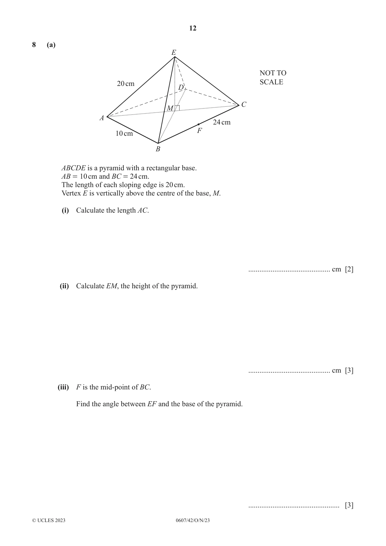 Cambridge IGCSE Mathematics - International 0607 2023 Oct/Nov Paper 4 · Variant 2 question paper, page 12 of 20