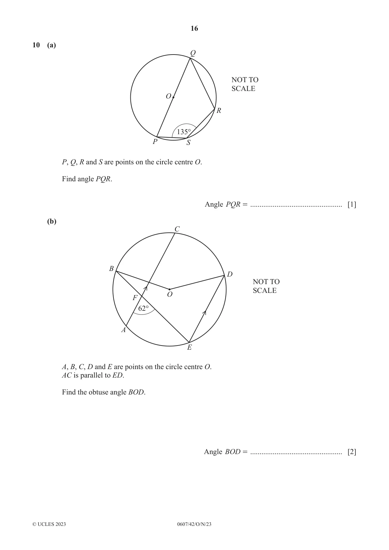 Cambridge IGCSE Mathematics - International 0607 2023 Oct/Nov Paper 4 · Variant 2 question paper, page 16 of 20