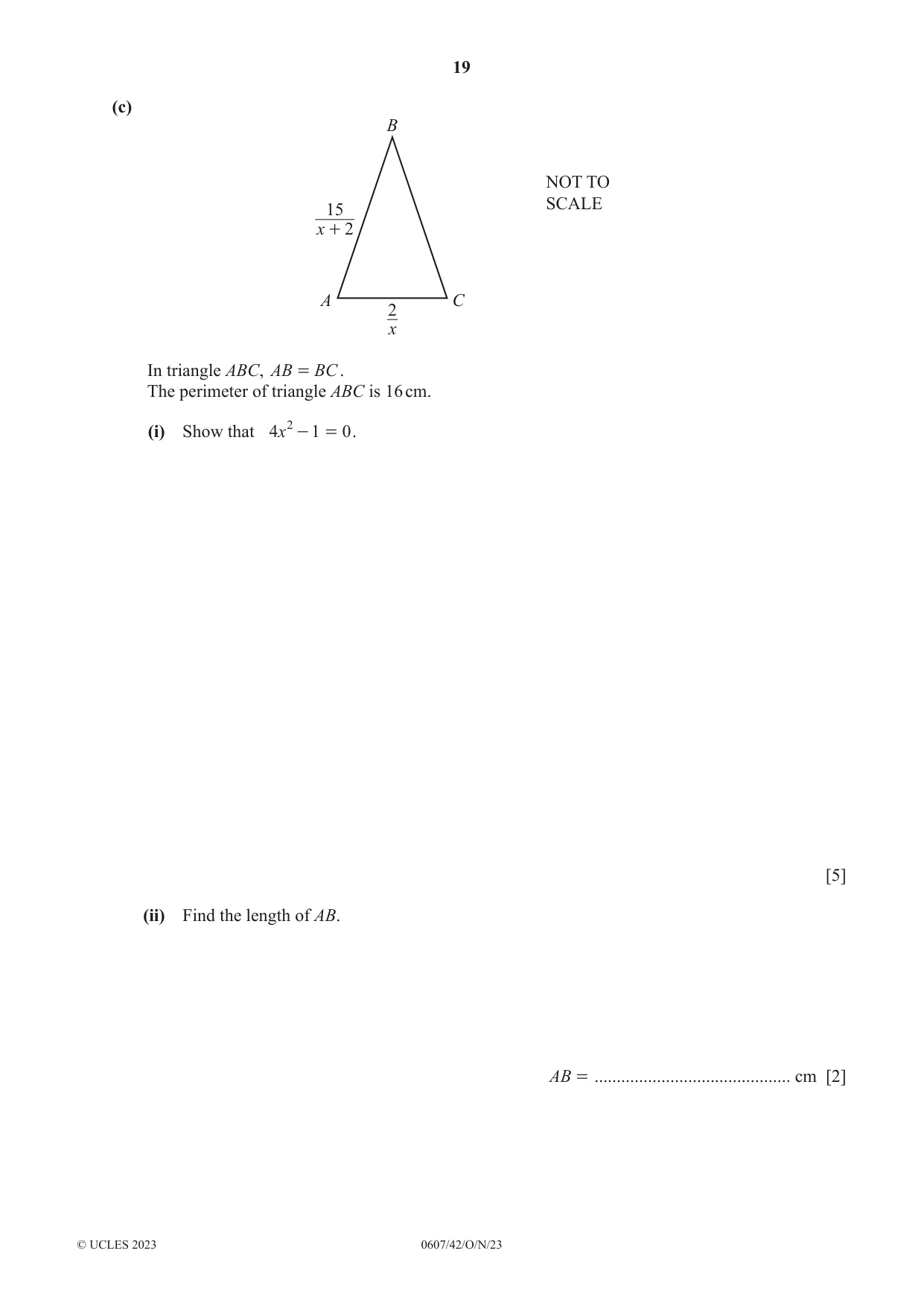 Cambridge IGCSE Mathematics - International 0607 2023 Oct/Nov Paper 4 · Variant 2 question paper, page 19 of 20