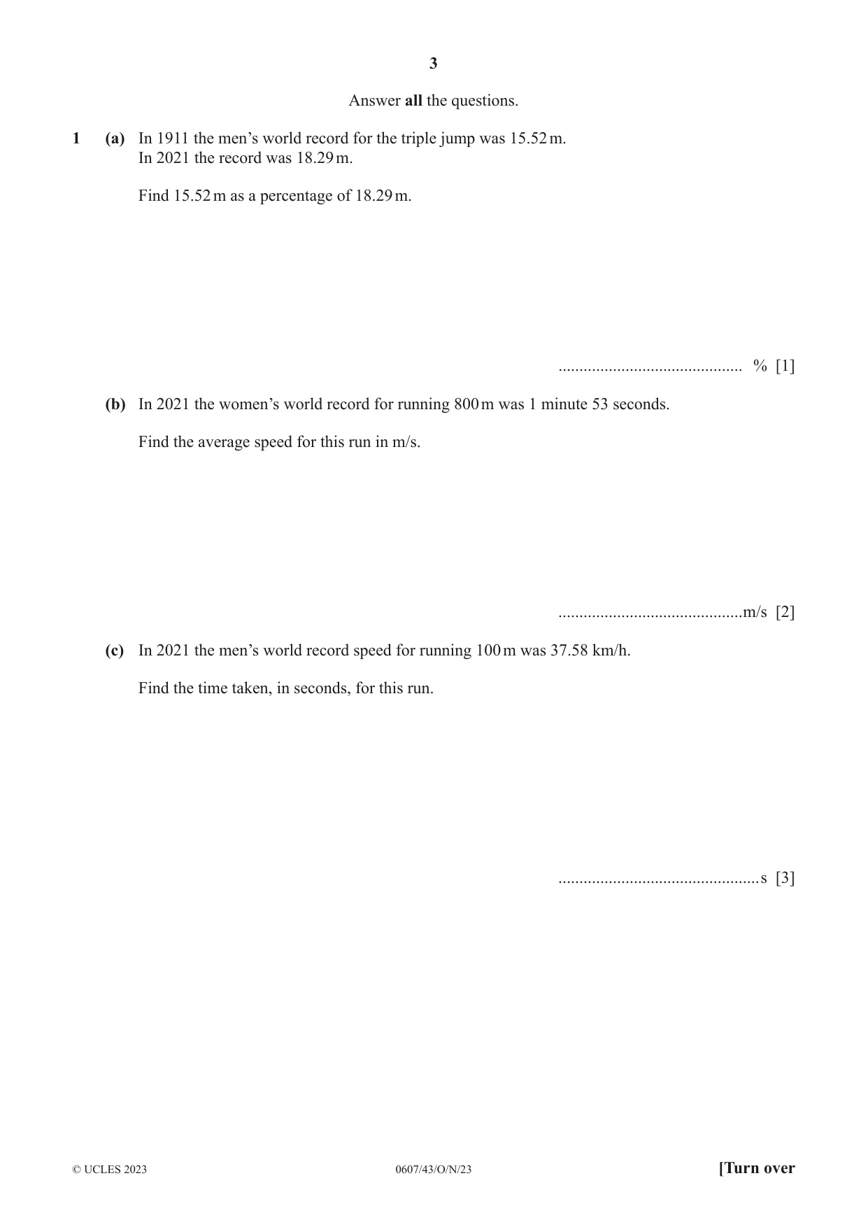 Cambridge IGCSE Mathematics - International 0607 2023 Oct/Nov Paper 4 · Variant 3 question paper, page 3 of 20