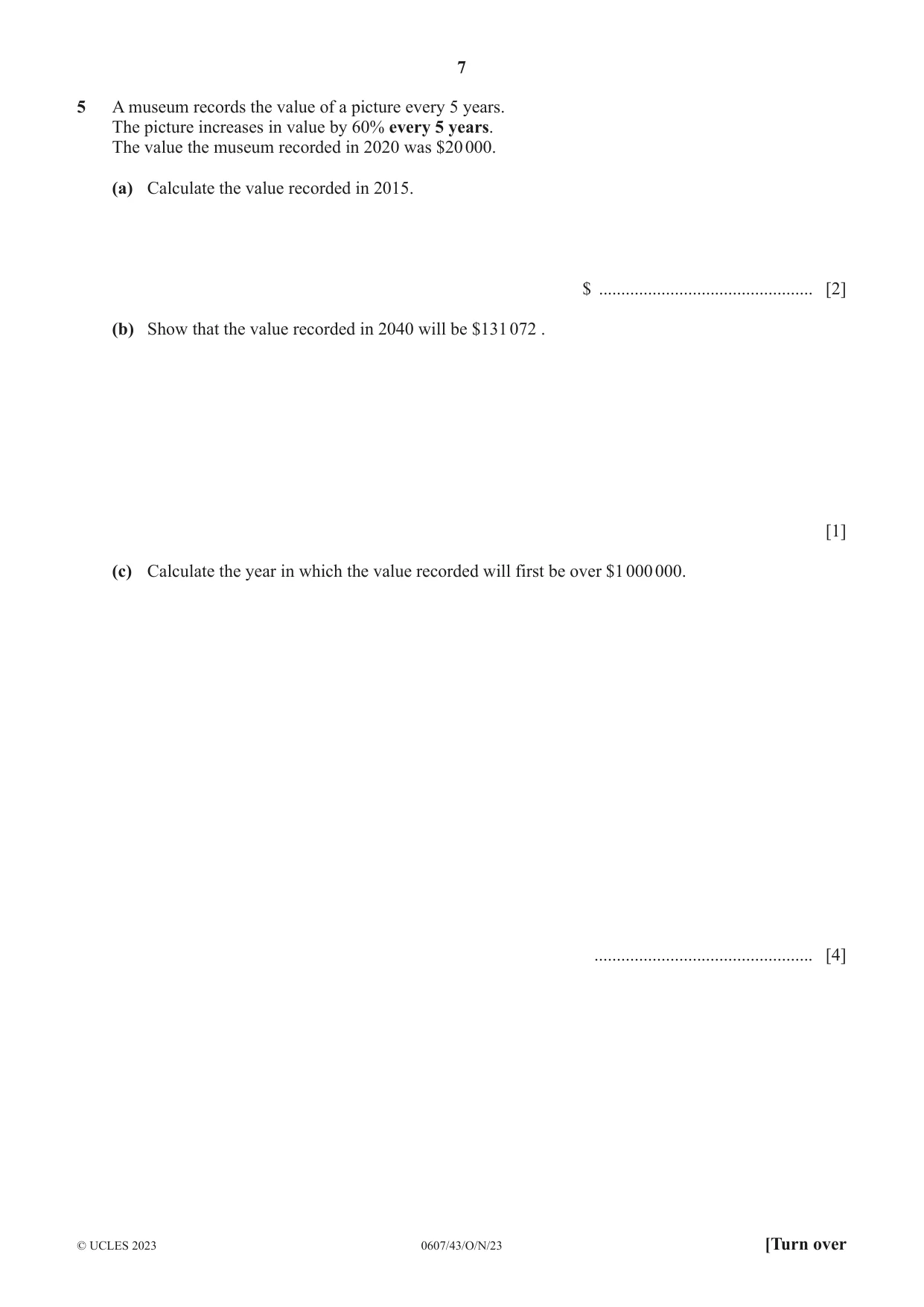 Cambridge IGCSE Mathematics - International 0607 2023 Oct/Nov Paper 4 · Variant 3 question paper, page 7 of 20