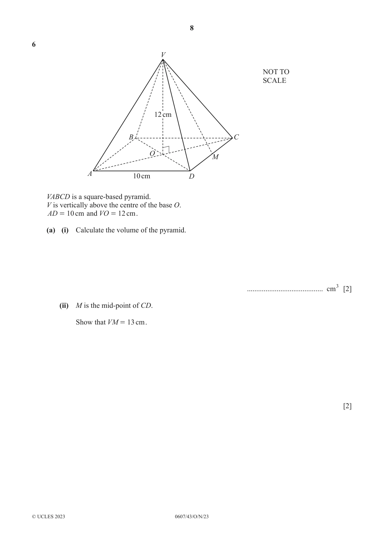 Cambridge IGCSE Mathematics - International 0607 2023 Oct/Nov Paper 4 · Variant 3 question paper, page 8 of 20