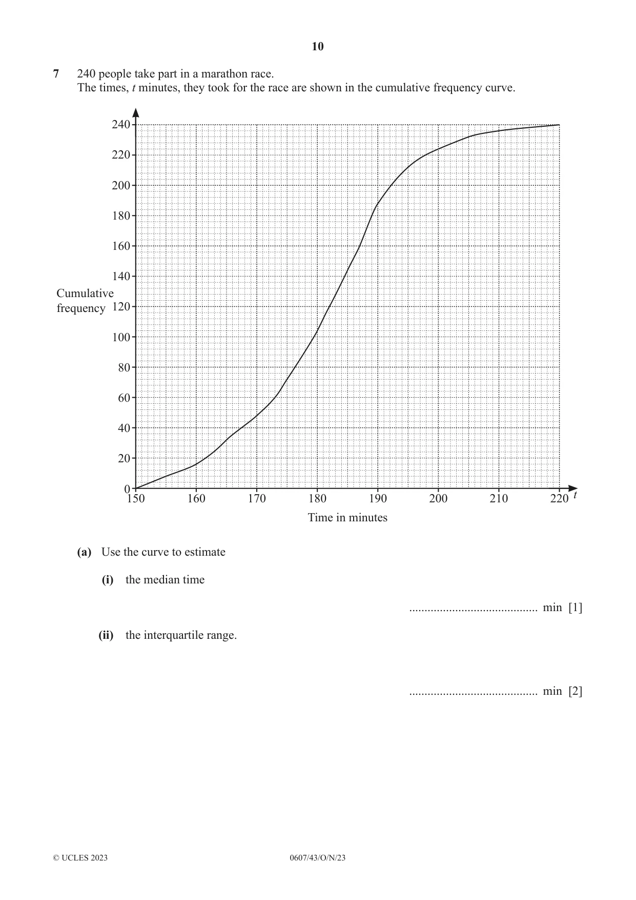 Cambridge IGCSE Mathematics - International 0607 2023 Oct/Nov Paper 4 · Variant 3 question paper, page 10 of 20