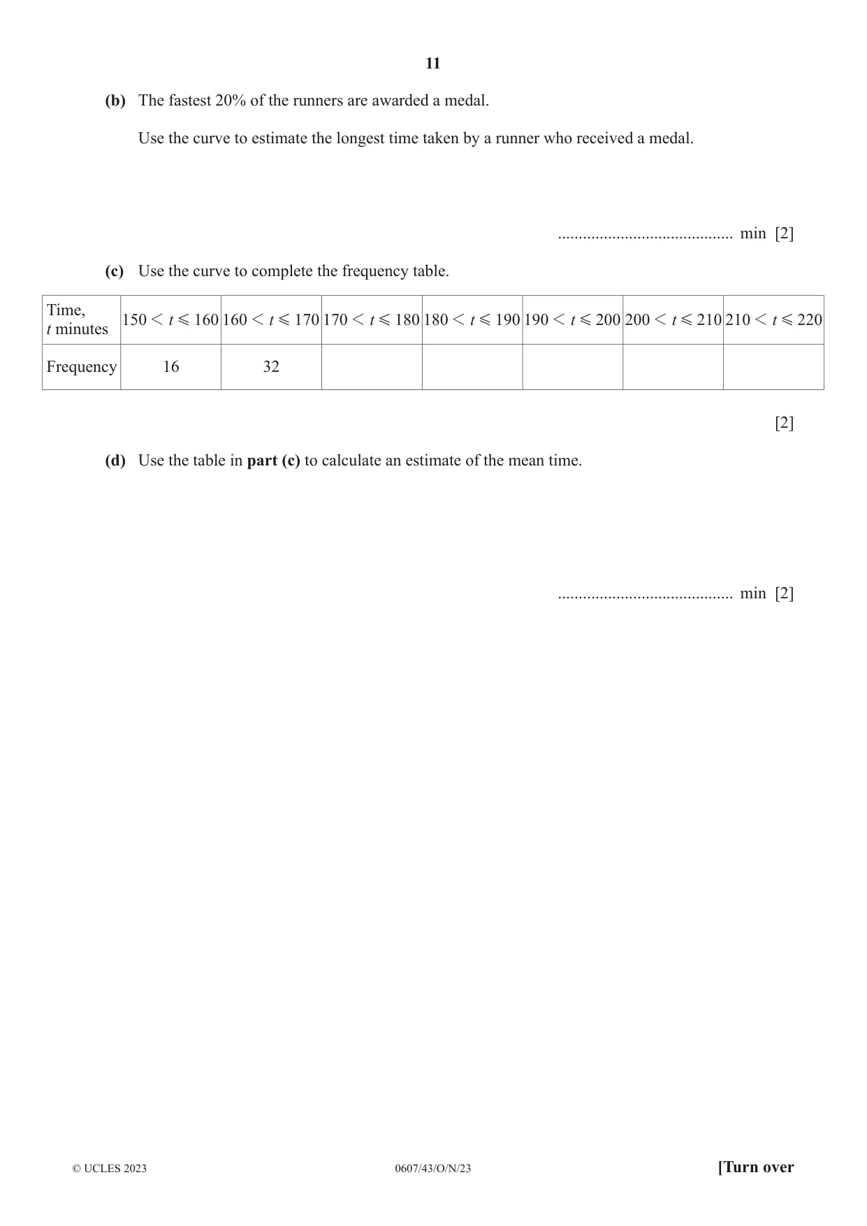 Cambridge IGCSE Mathematics - International 0607 2023 Oct/Nov Paper 4 · Variant 3 question paper, page 11 of 20