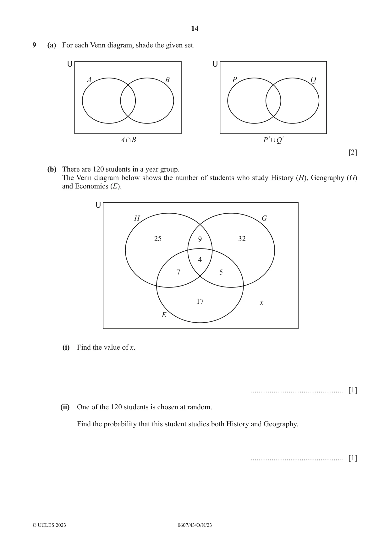 Cambridge IGCSE Mathematics - International 0607 2023 Oct/Nov Paper 4 · Variant 3 question paper, page 14 of 20