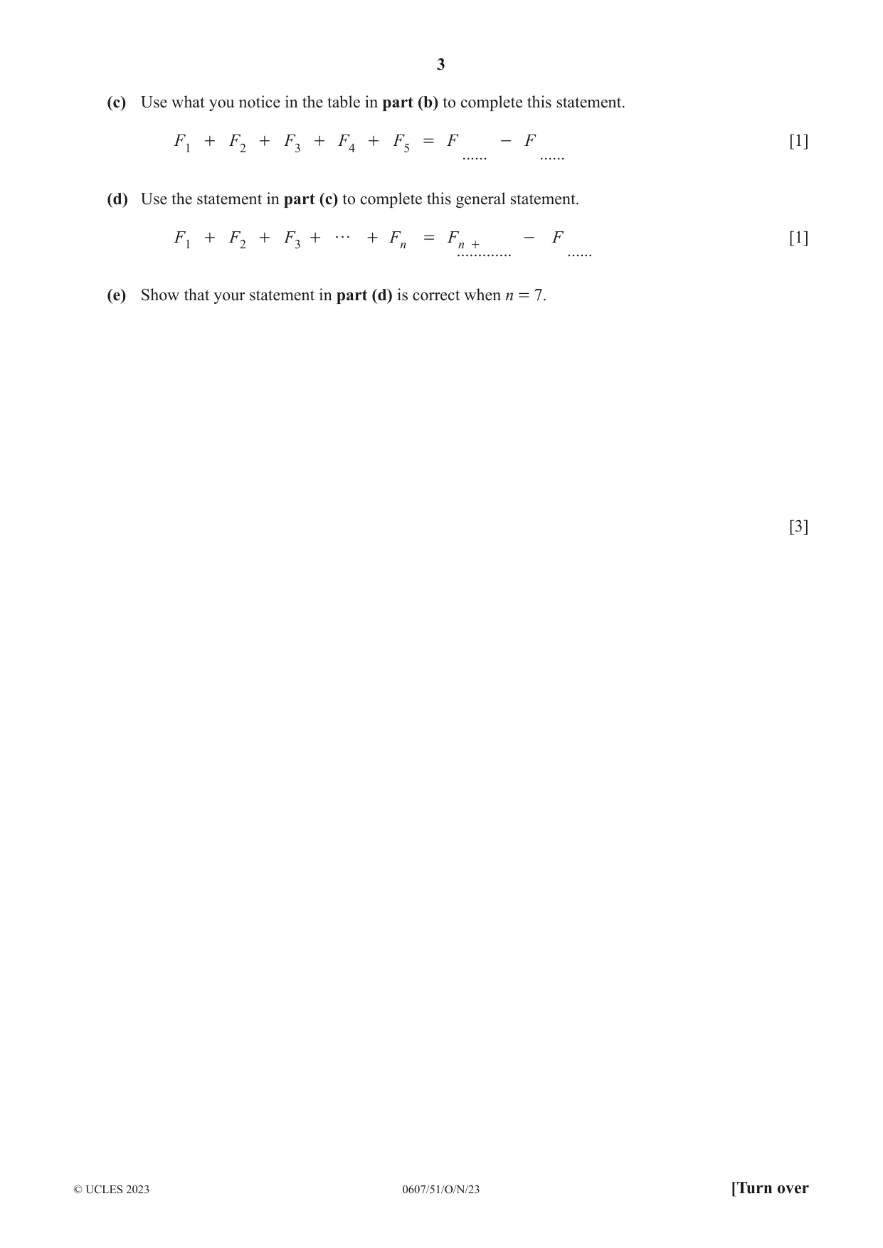 Cambridge IGCSE Mathematics - International 0607 2023 Oct/Nov Paper 5 · Variant 1 question paper, page 3 of 8
