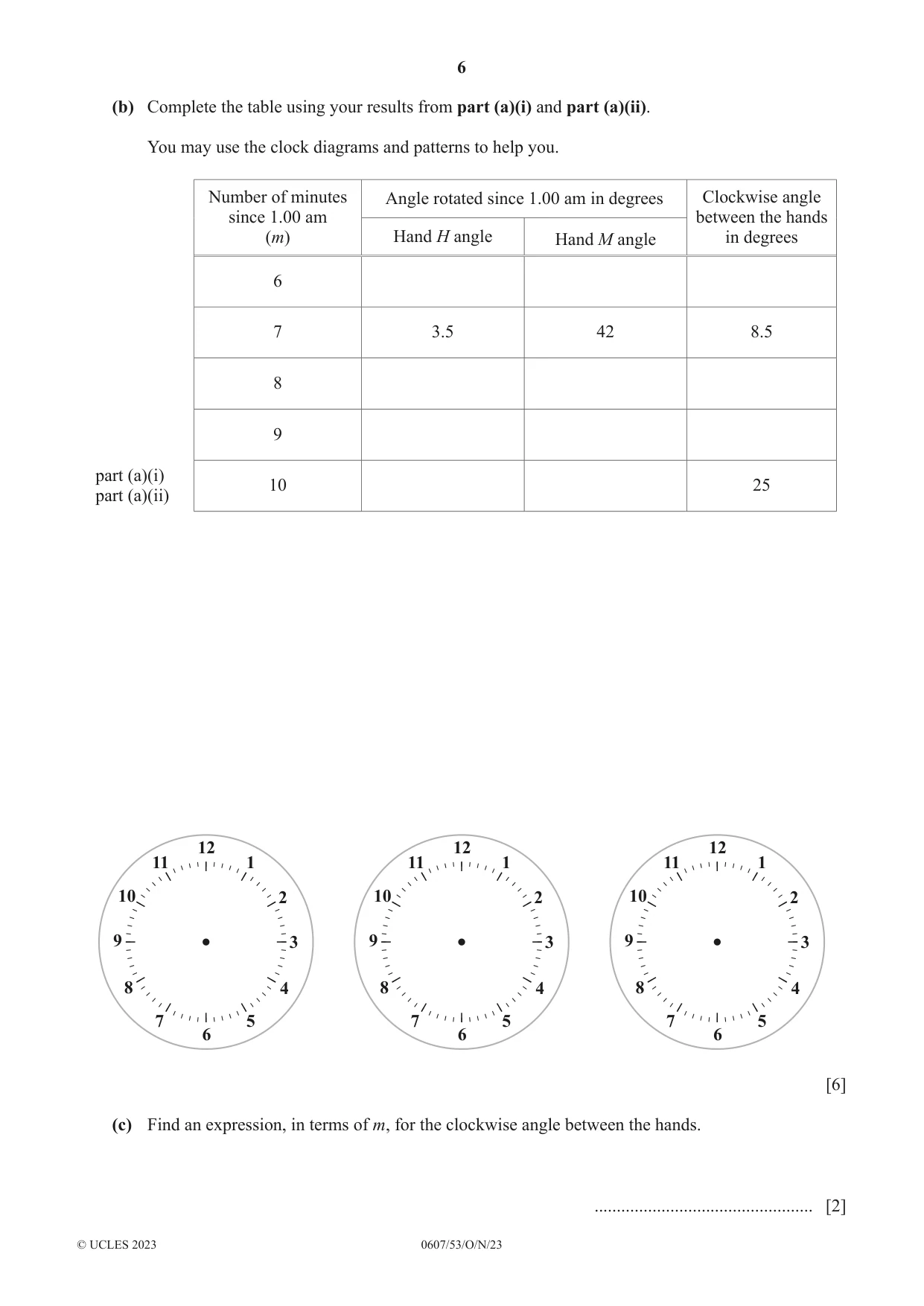 Cambridge IGCSE Mathematics - International 0607 2023 Oct/Nov Paper 5 · Variant 3 question paper, page 6 of 8