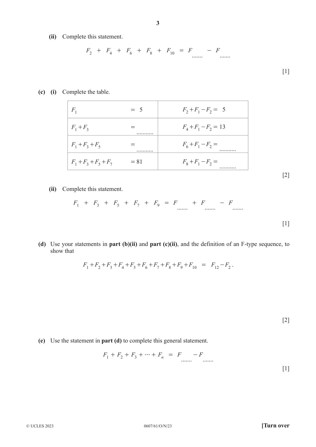 Cambridge IGCSE Mathematics - International 0607 2023 Oct/Nov Paper 6 · Variant 1 question paper, page 3 of 12