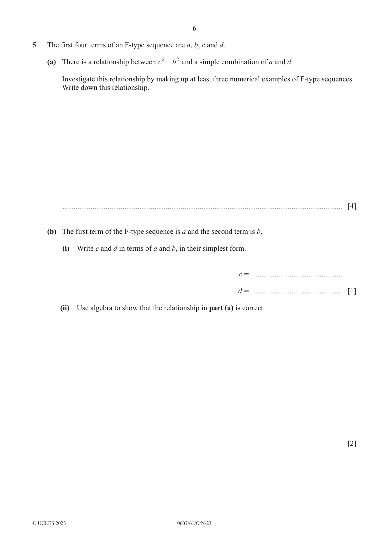 Cambridge IGCSE Mathematics - International 0607 2023 Oct/Nov Paper 6 · Variant 1 question paper, page 6 of 12