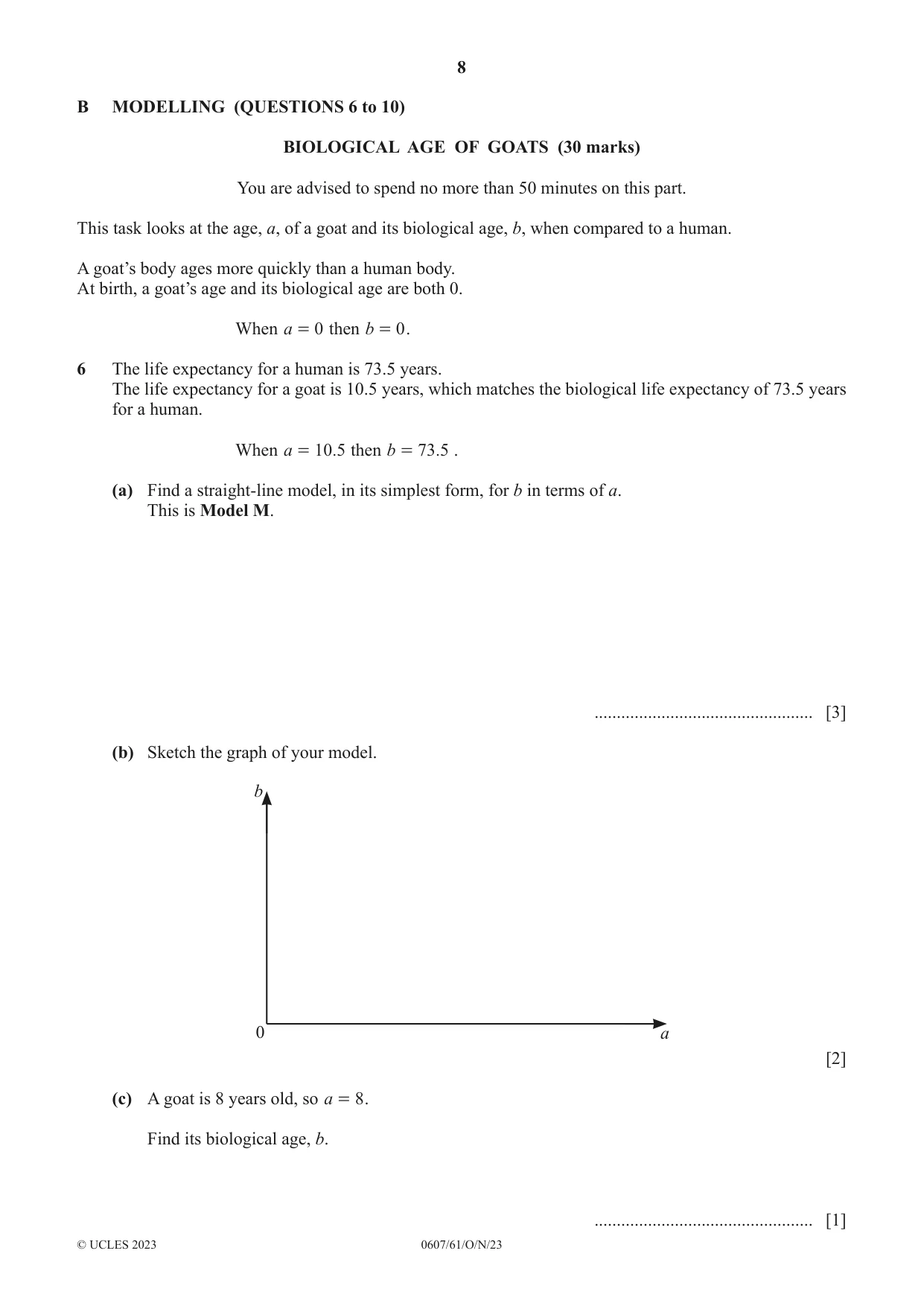 Cambridge IGCSE Mathematics - International 0607 2023 Oct/Nov Paper 6 · Variant 1 question paper, page 8 of 12
